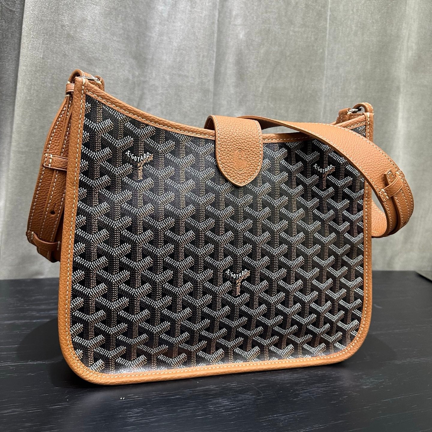 Goyard Musette Bag Black And Tan Canvas Leather