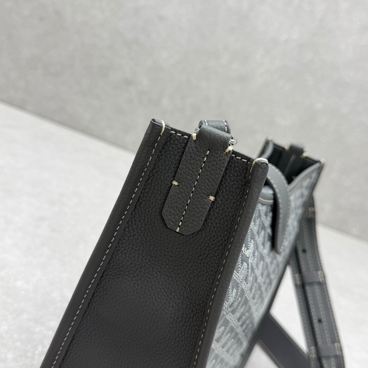 Goyard Musette Bag Grey White Canvas Leather