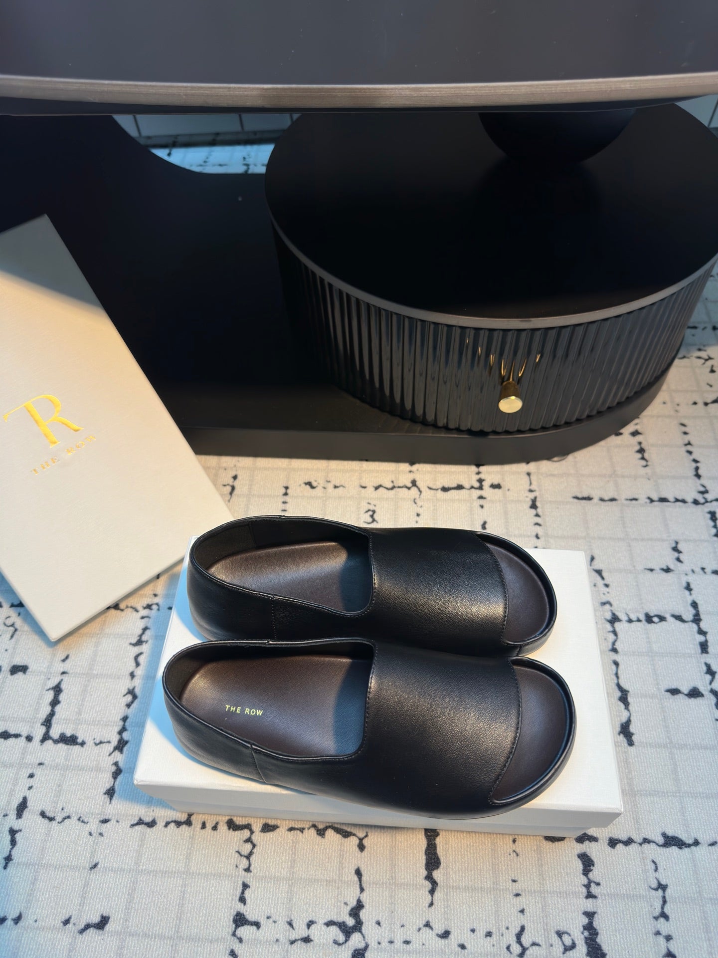 The Row Slide Mules Black Sheepskin 334356