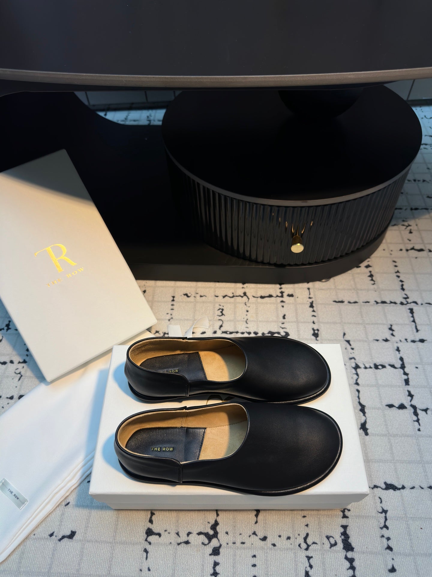 The Row Flat Loafer Black Calfskin 334448