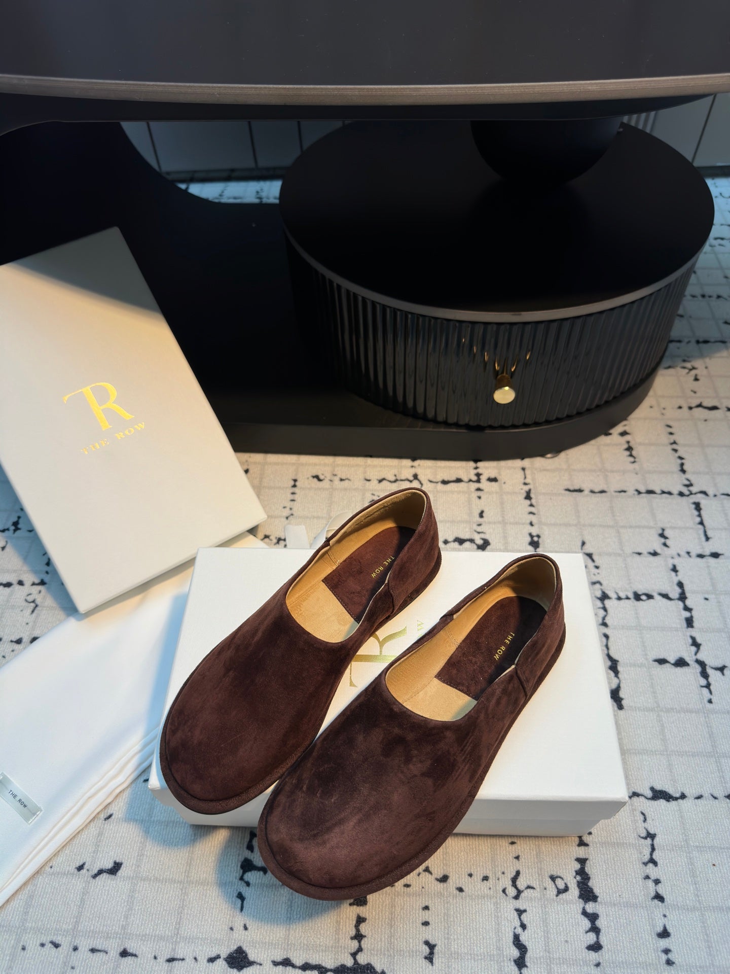 The Row Flat Loafer Dar Red Cow Suede 334449