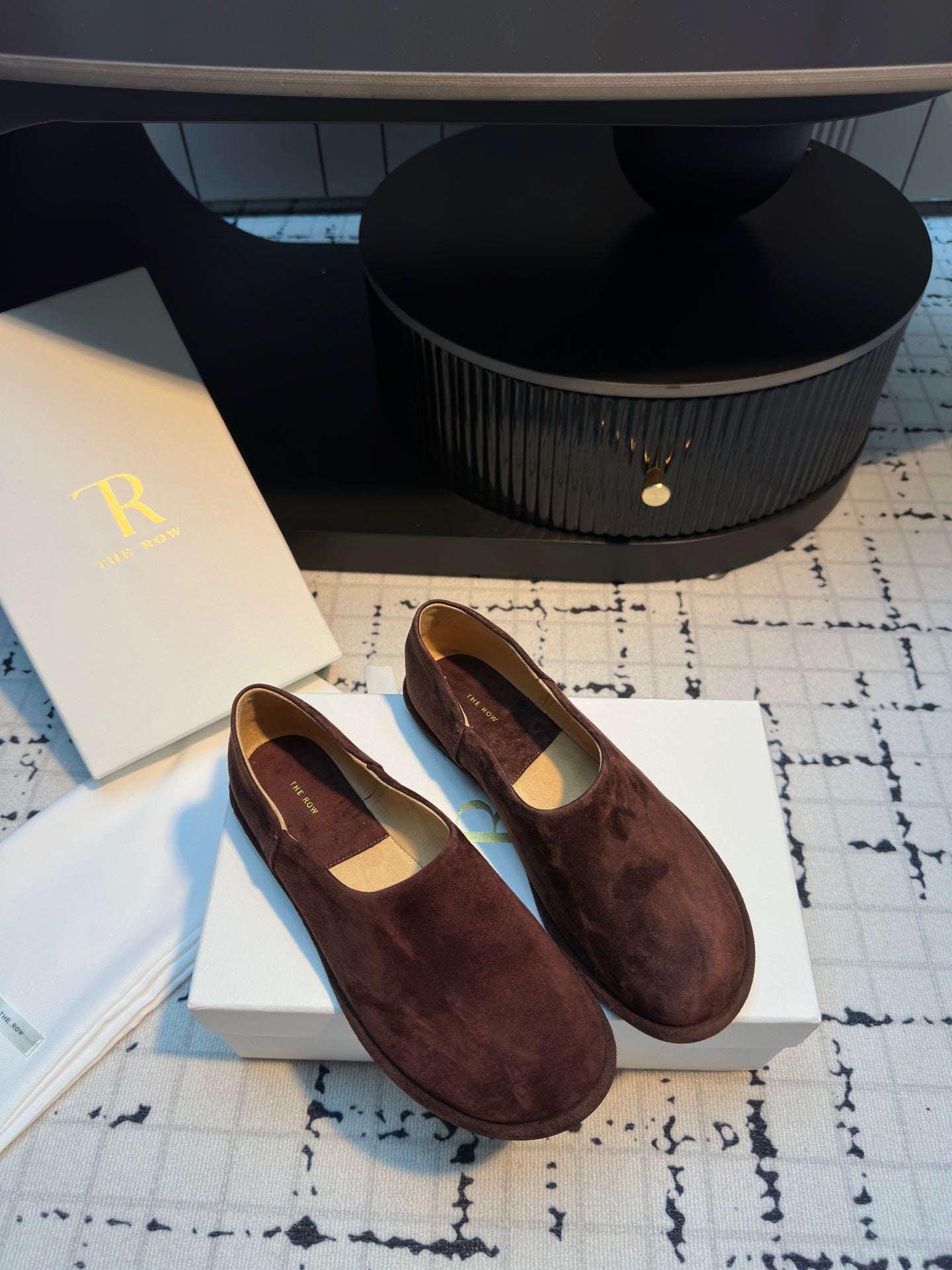 The Row Flat Loafer Dar Red Cow Suede 334449