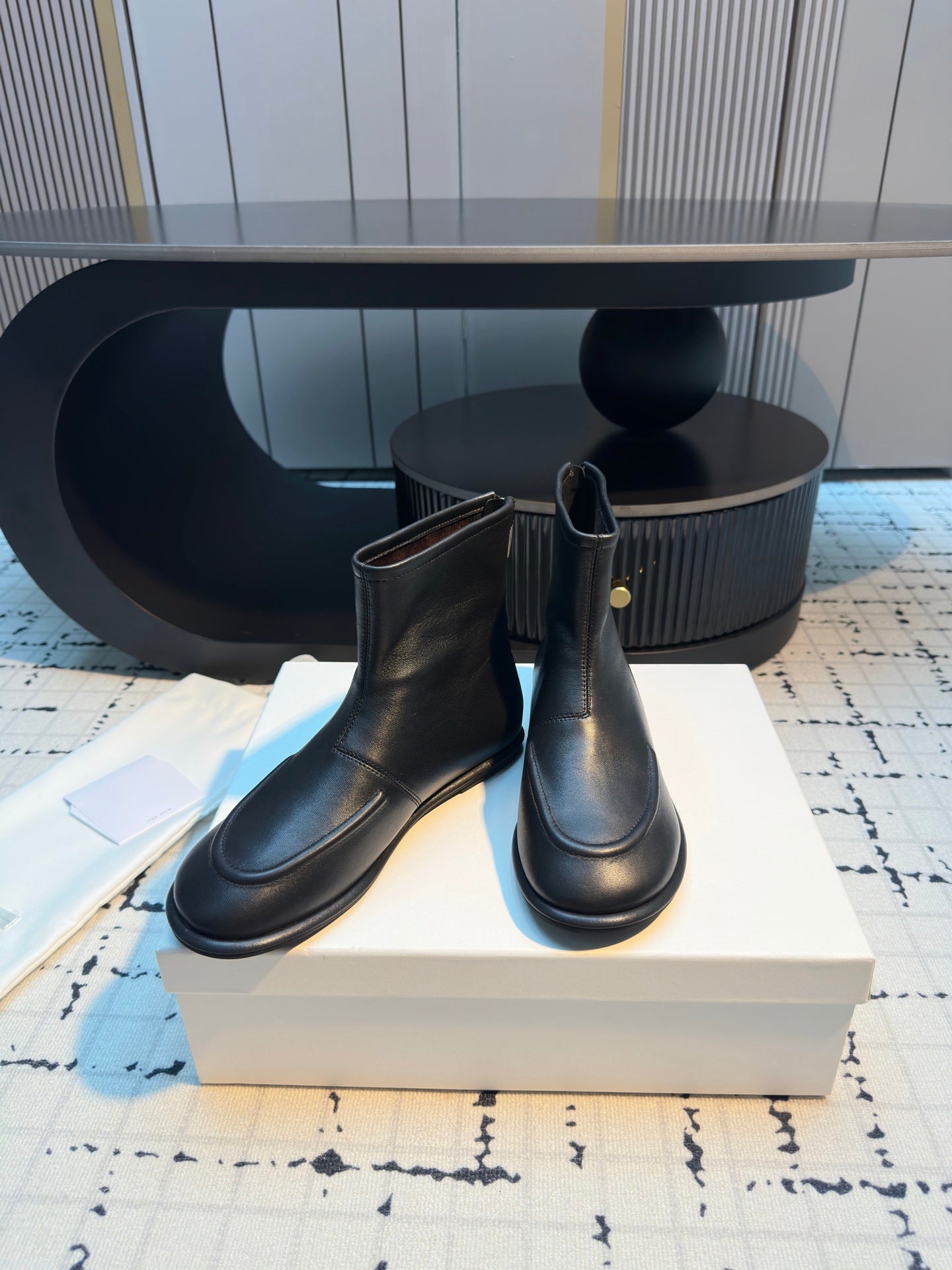 The Row Canal Ankle Boots 20mm Black Lambskin 429312