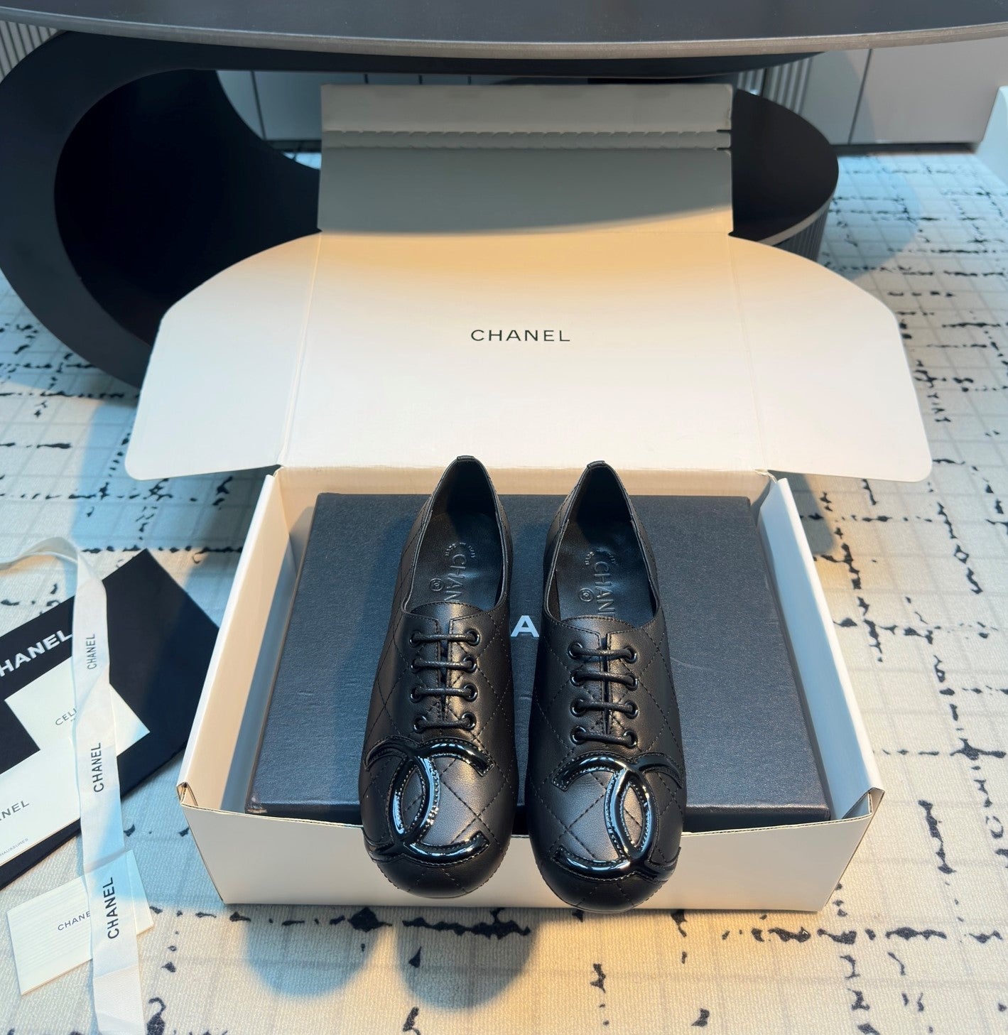 CC Cambon Ballet Shoes Black Cowhide 538140