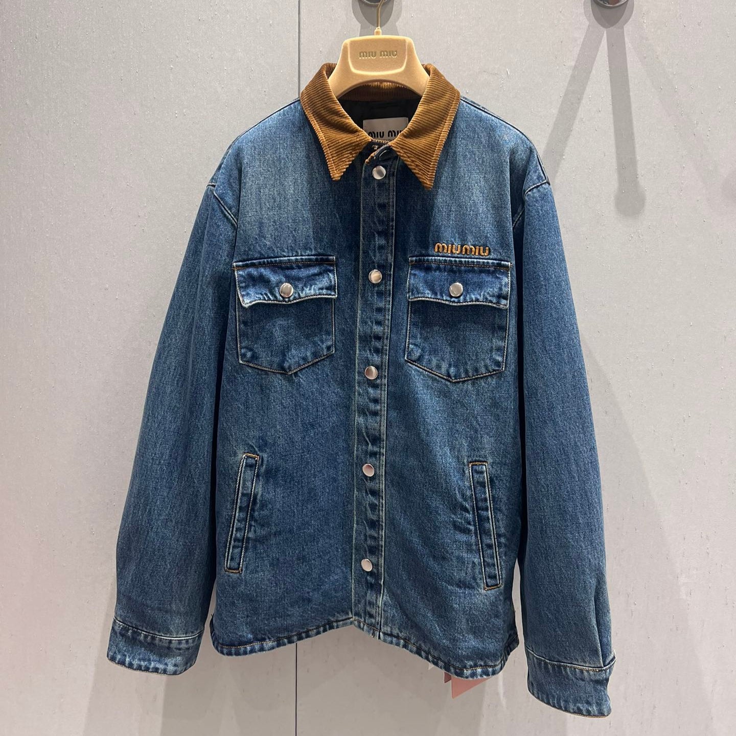 Miu Miu Denim Jacket Blue Brown Cotton 206450
