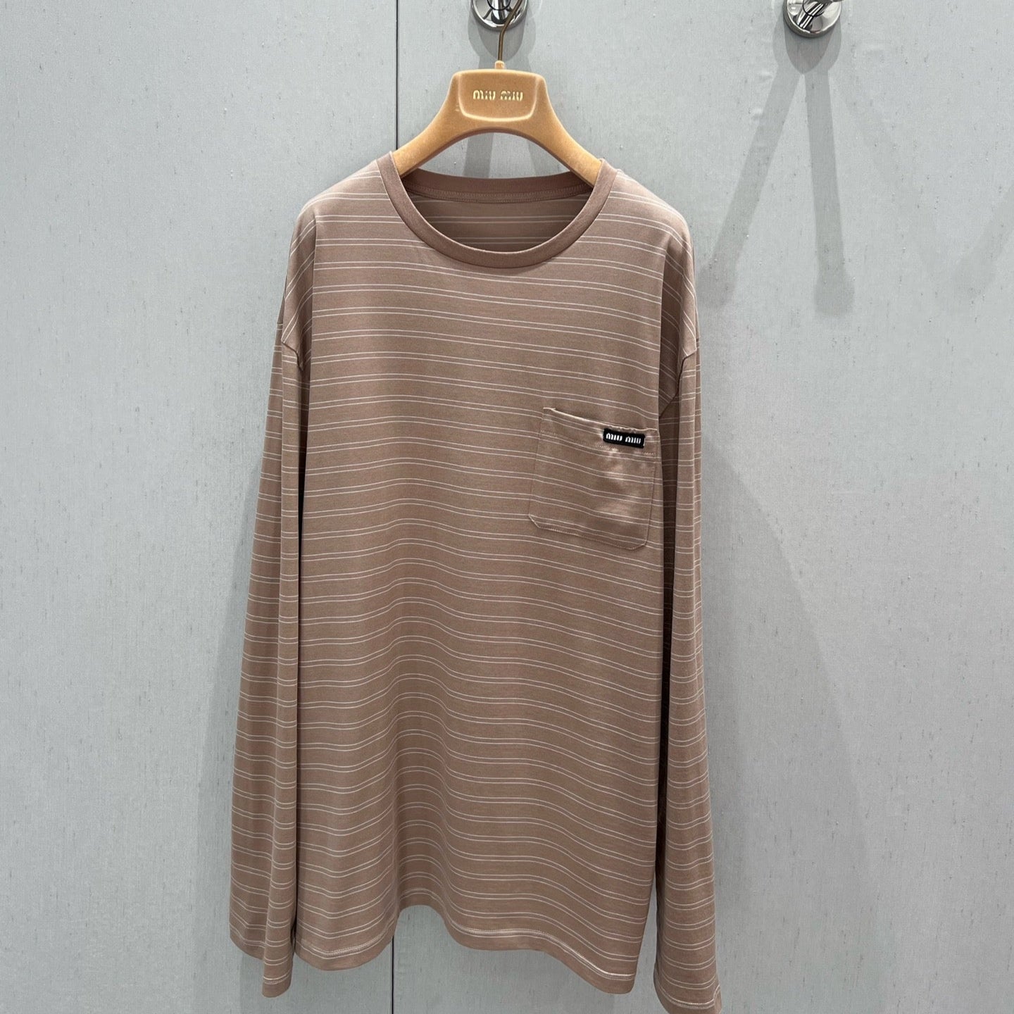 Miu Miu 25 Striped Long-sleeved T-shirt Brown Cotton 211207