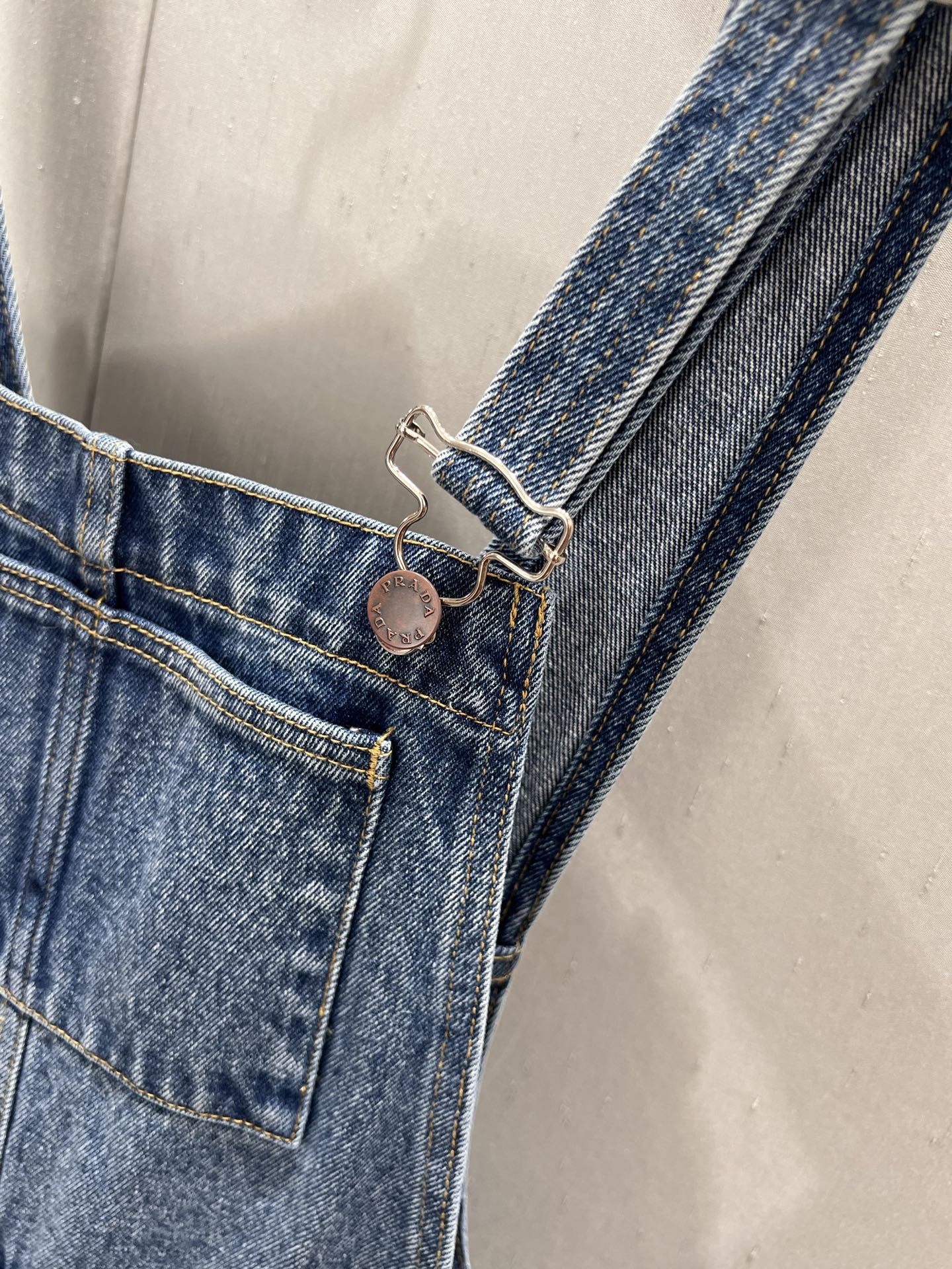 Prada 25 Denim Overall Dress Blue Cotton 215746