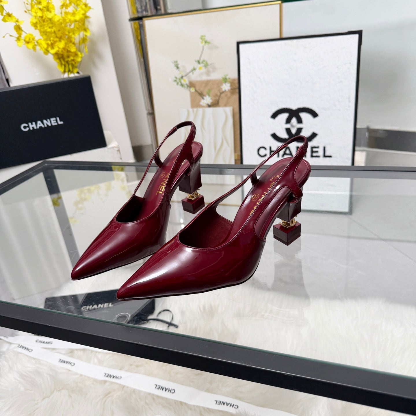 CC 26s Slingback 9cm Burgundy Patent Leather 872874