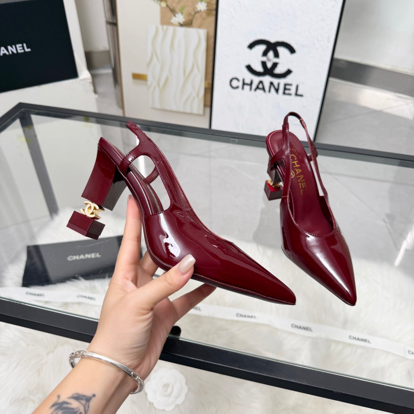 CC 26s Slingback 9cm Burgundy Patent Leather 872874