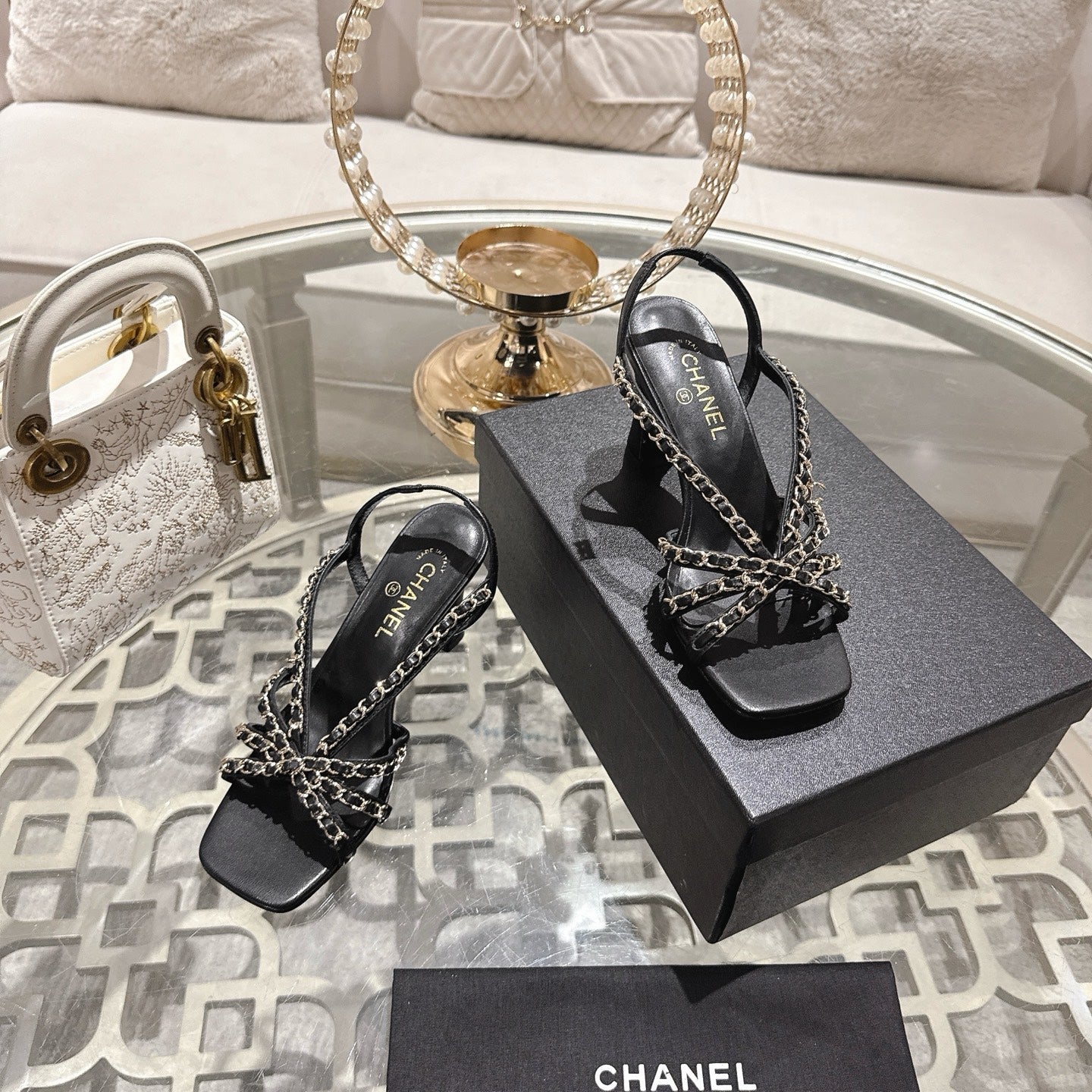 CC AW26 RTW Sandal 7cm Black Lambskin 736095