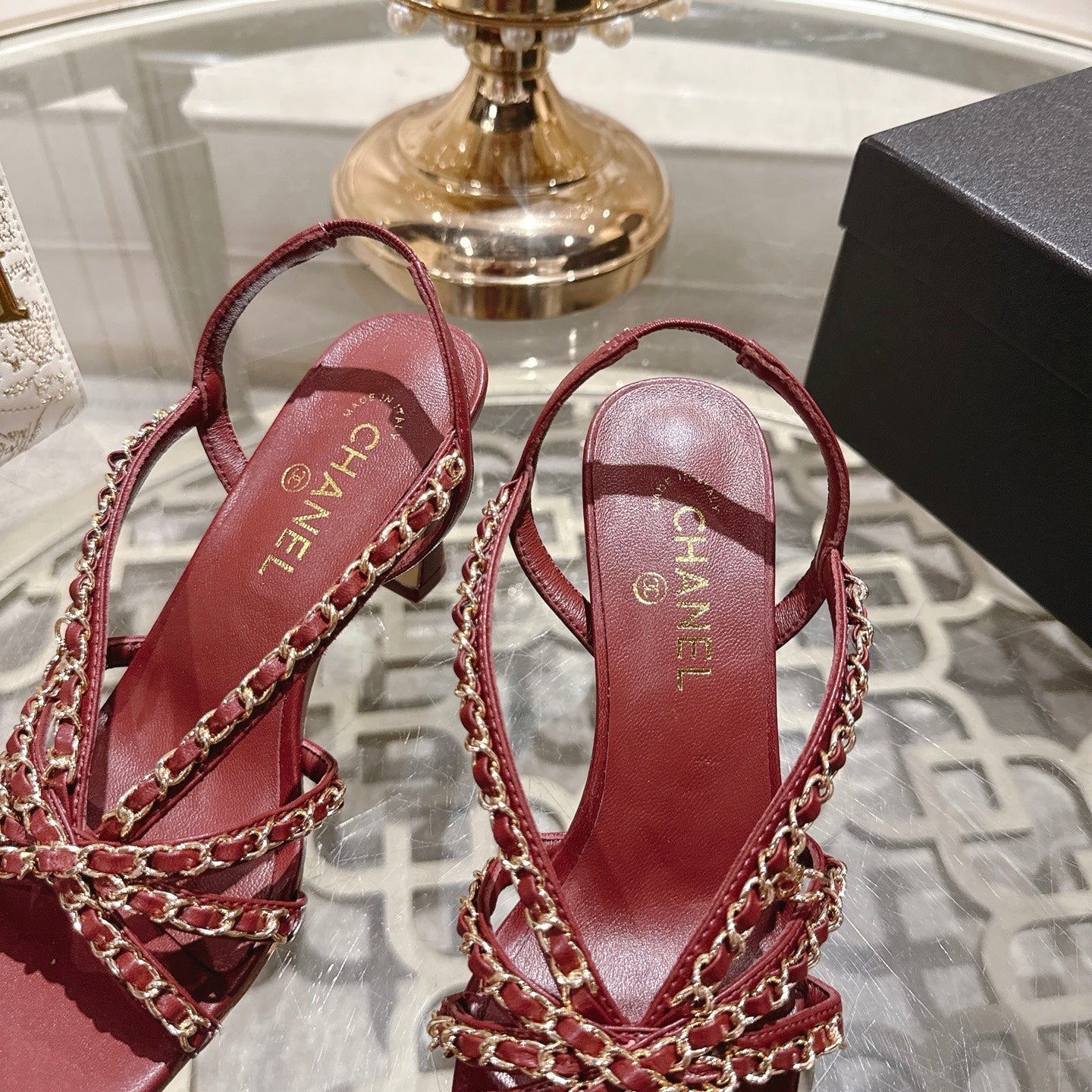 CC AW26 RTW Sandal 7cm Burgundy Lambskin 736097
