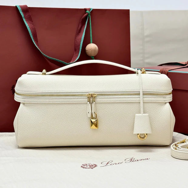 LP 2026 Extra Softy Bag L33 Off-white /Sun Gold Grained Calfskin