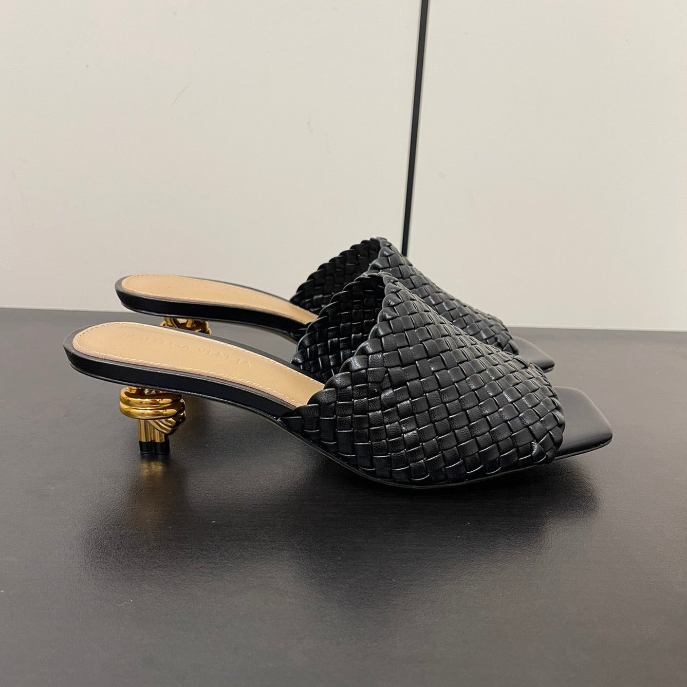 knot mule 55 black lambskin