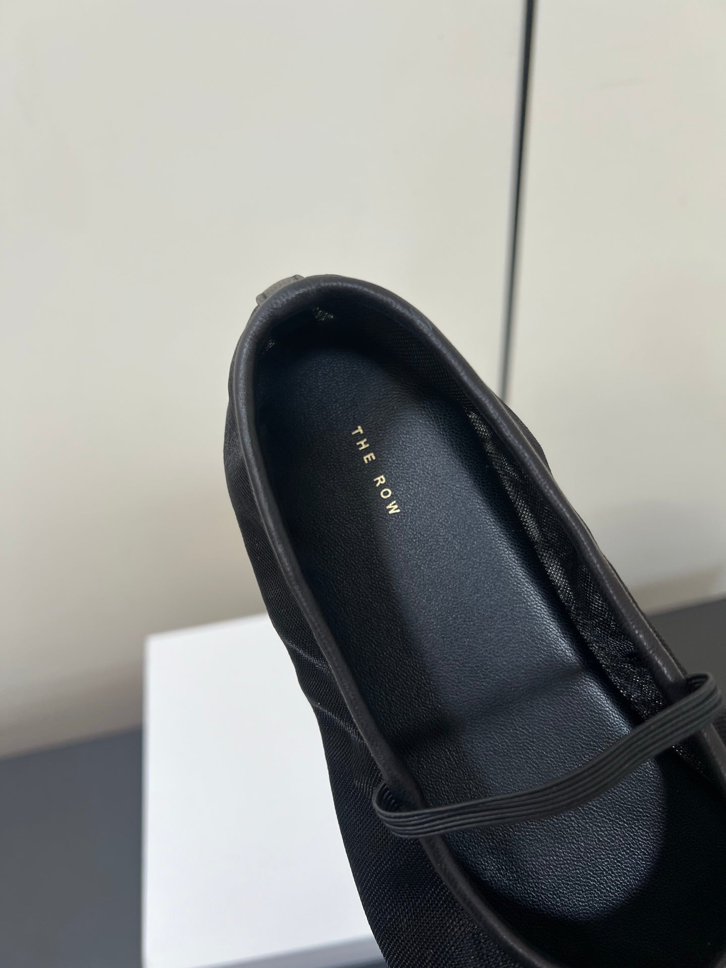The Row Elastic Ballet Flats Black Lambskin 339990