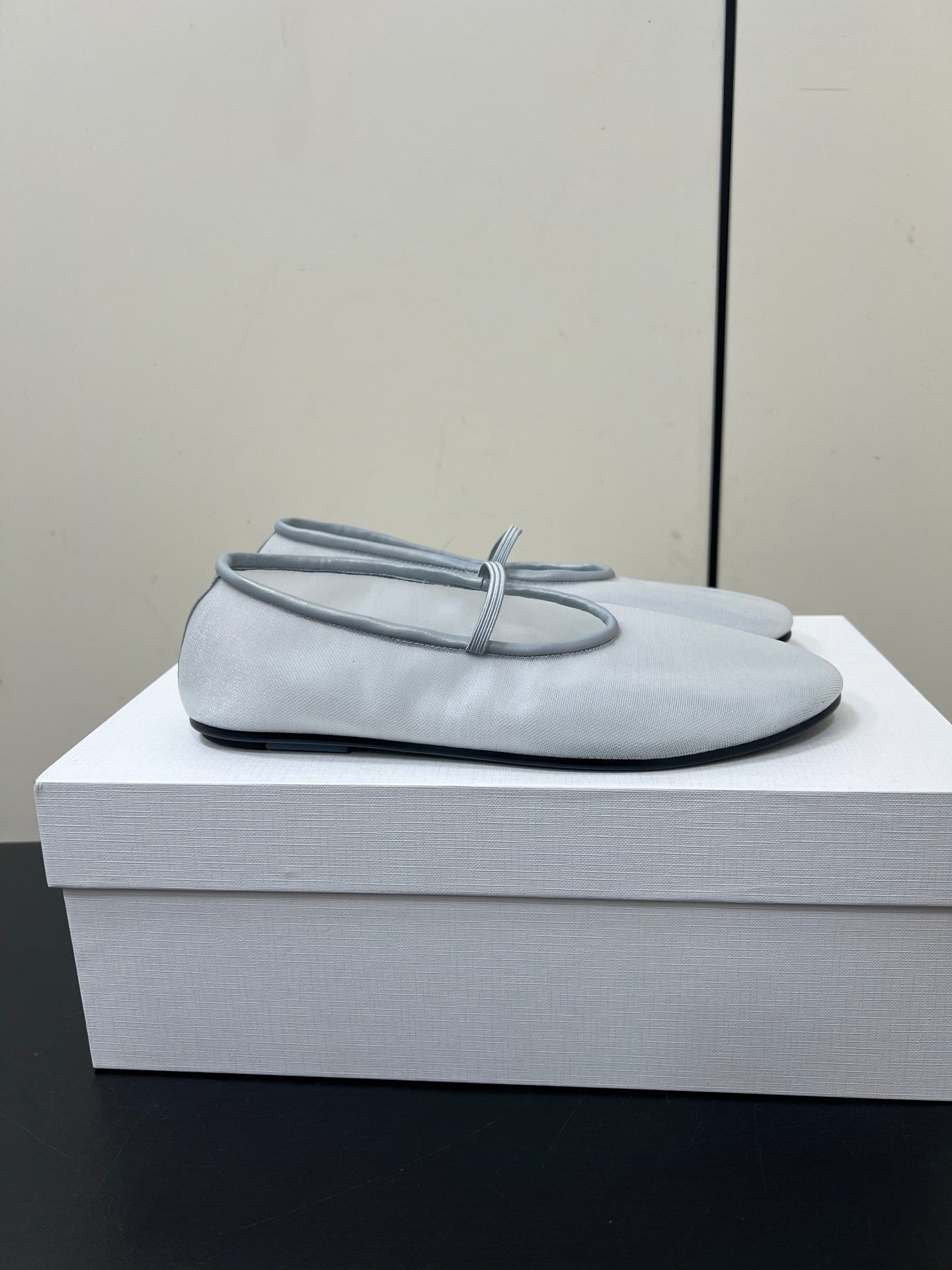 The Row Elastic Ballet Flats Ice Blue Lambskin 339989