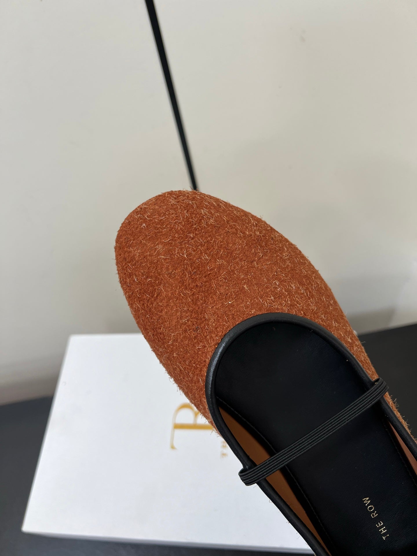 The Row Elastic Ballet Flats Rust Orange Sheepskin 339991