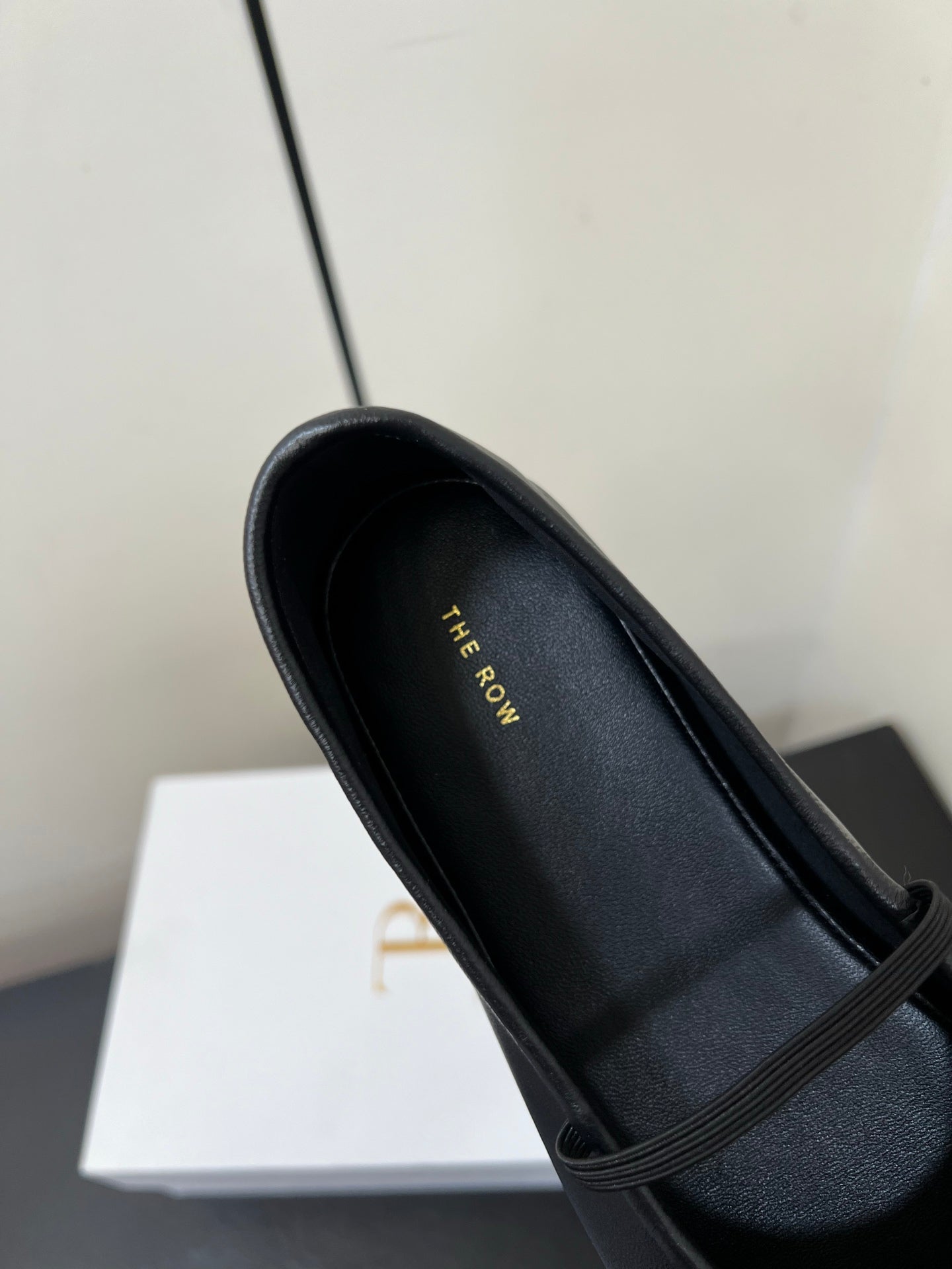 The Row Elastic Ballet Flats Black Calfskin 339994