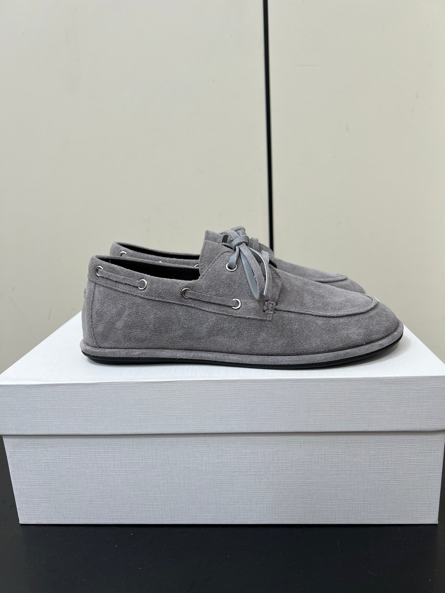The Row Diana Loafer Light Grey Suede Calfskin 339997