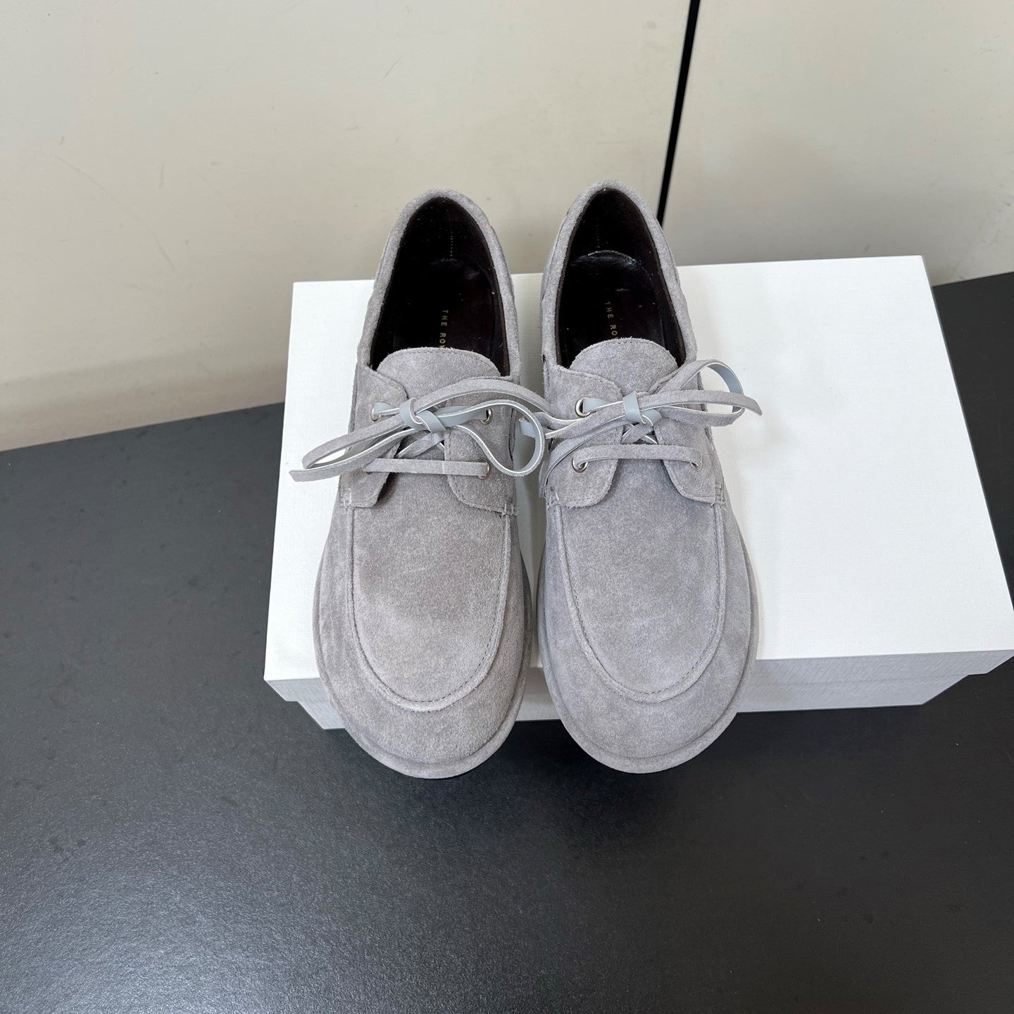 The Row Diana Loafer Light Grey Suede Calfskin 339997