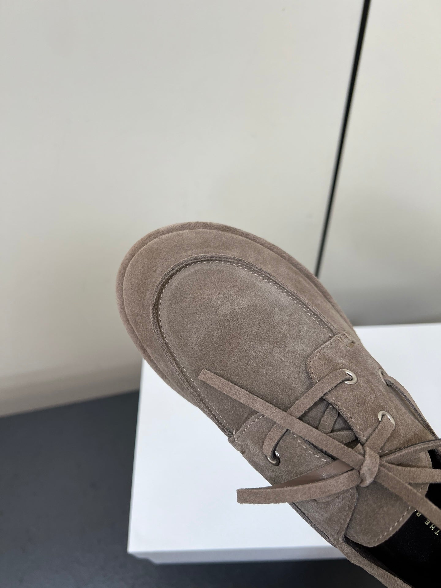 The Row Diana Loafer Light Taupe Suede Calfskin 339998