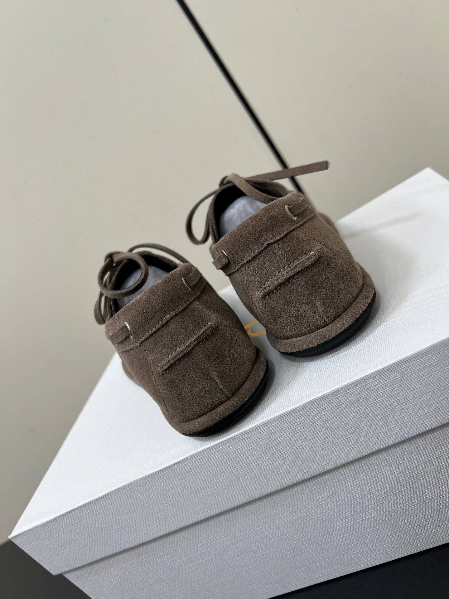 The Row Diana Loafer Light Taupe Suede Calfskin 339998