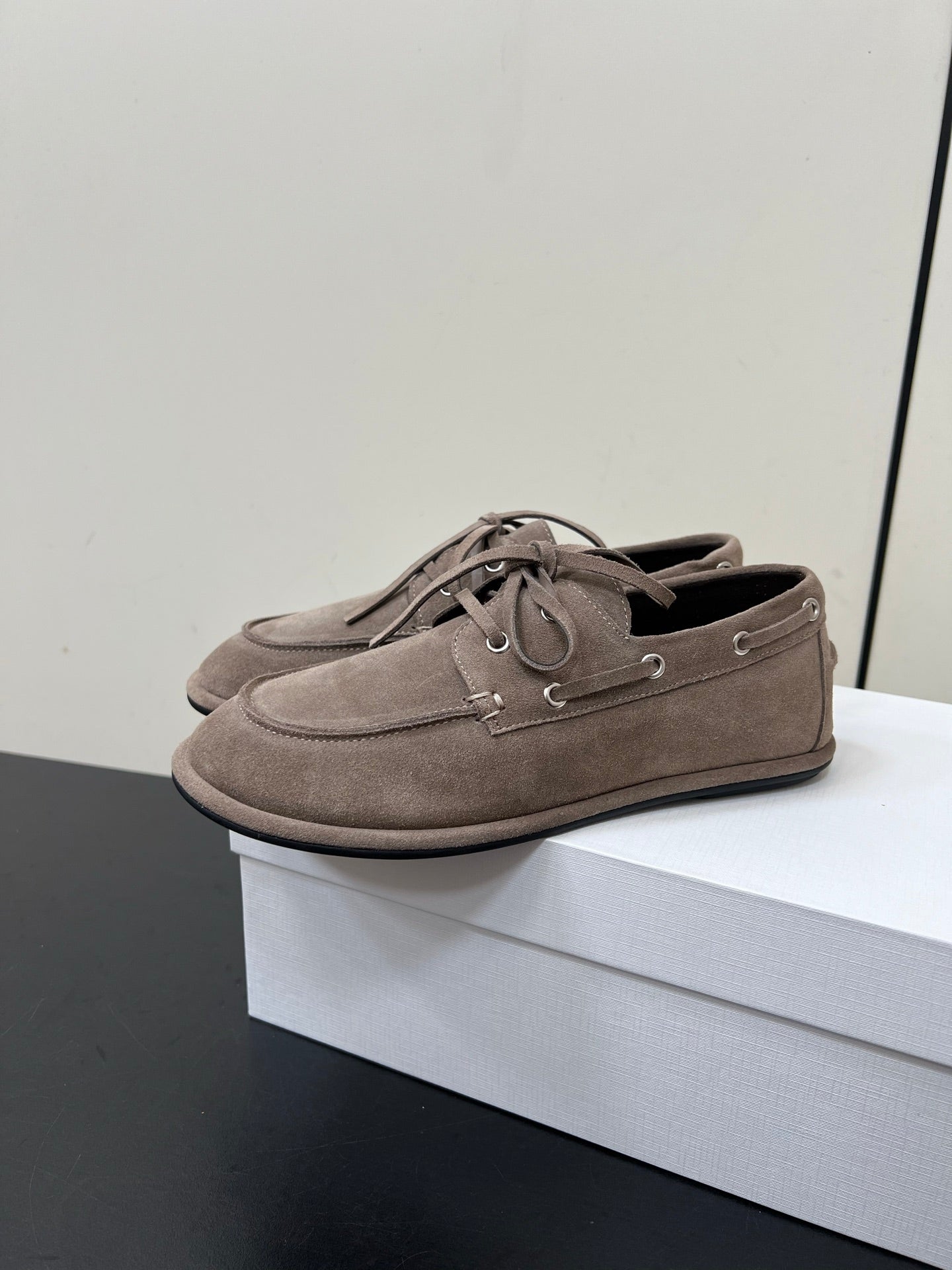 The Row Diana Loafer Light Taupe Suede Calfskin 339998