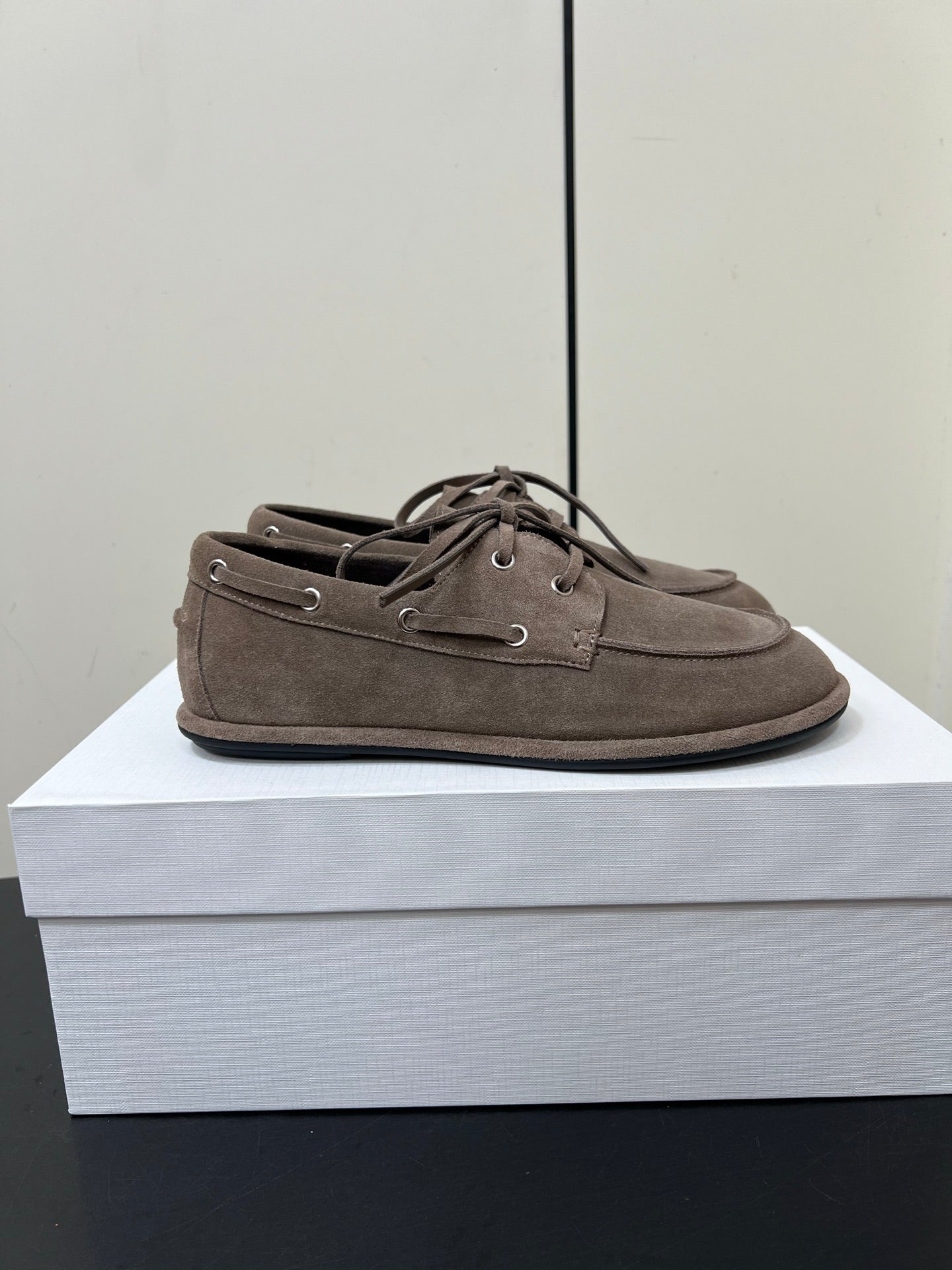 The Row Diana Loafer Light Taupe Suede Calfskin 339998