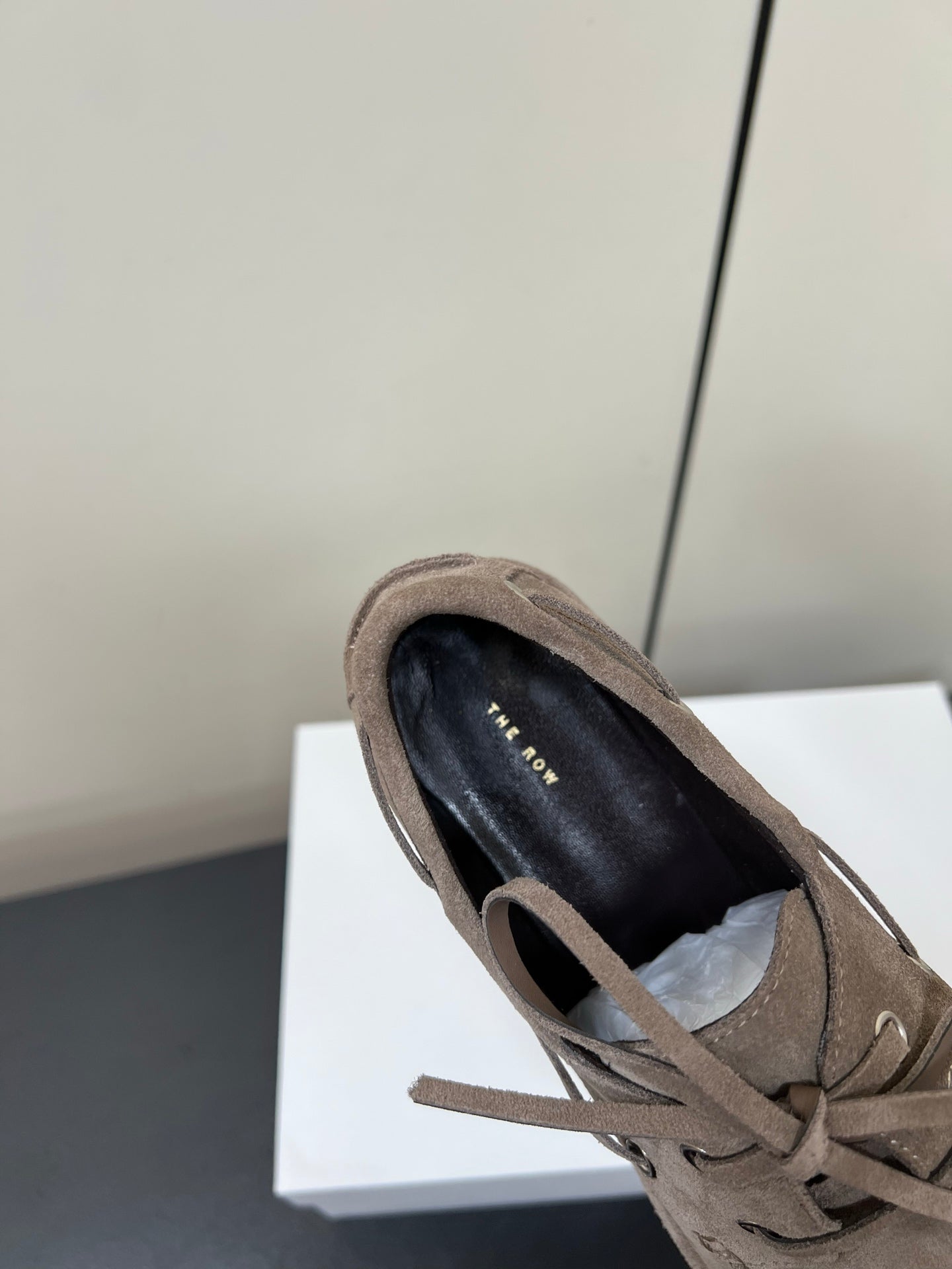 The Row Diana Loafer Light Taupe Suede Calfskin 339998