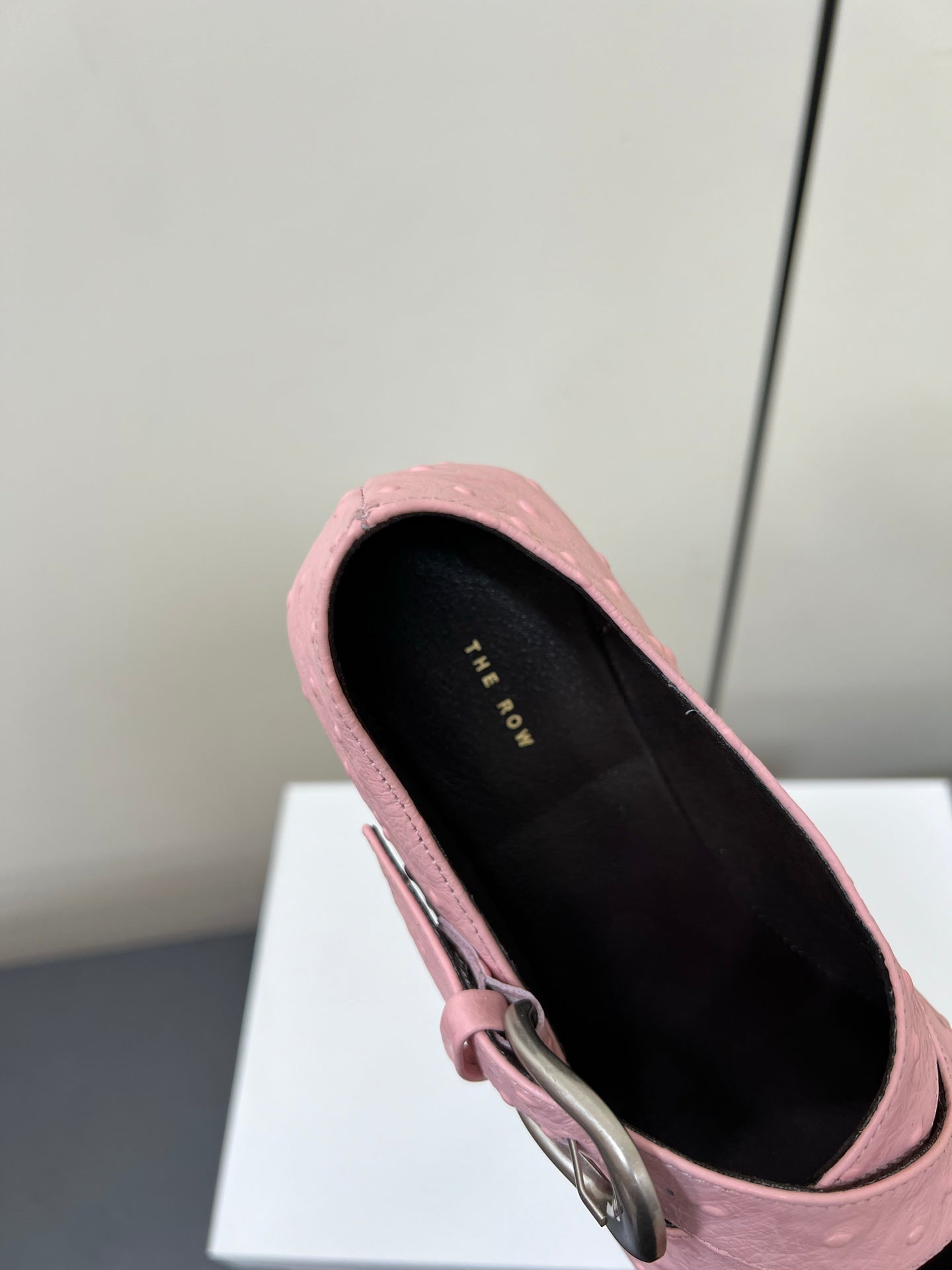 The Row Gaia Criss Mary Jane Pink Ostrich Leather 340001