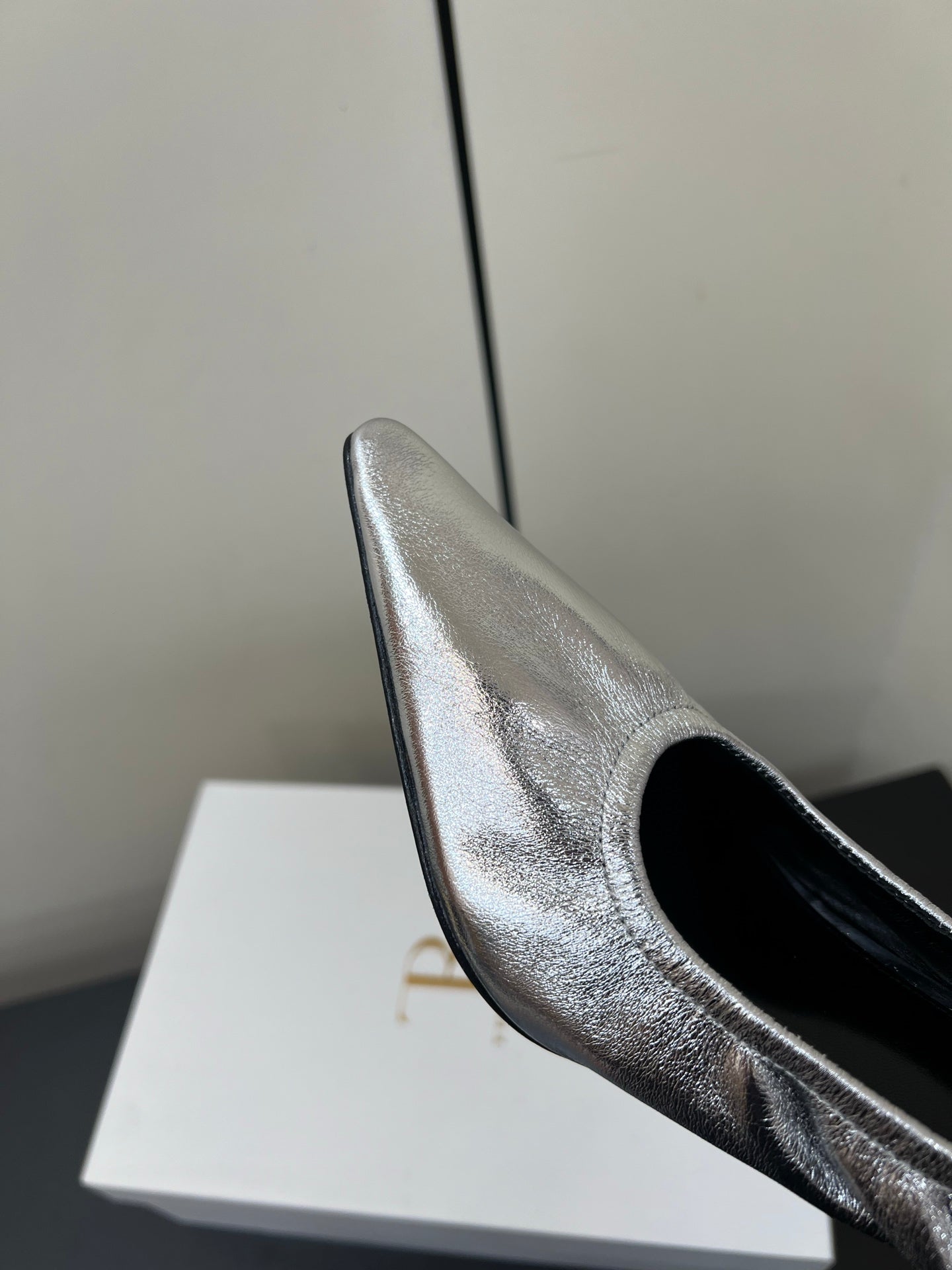 The Row Ava Gathered Pumps 65mm Silver Metallic Calfskin 340011