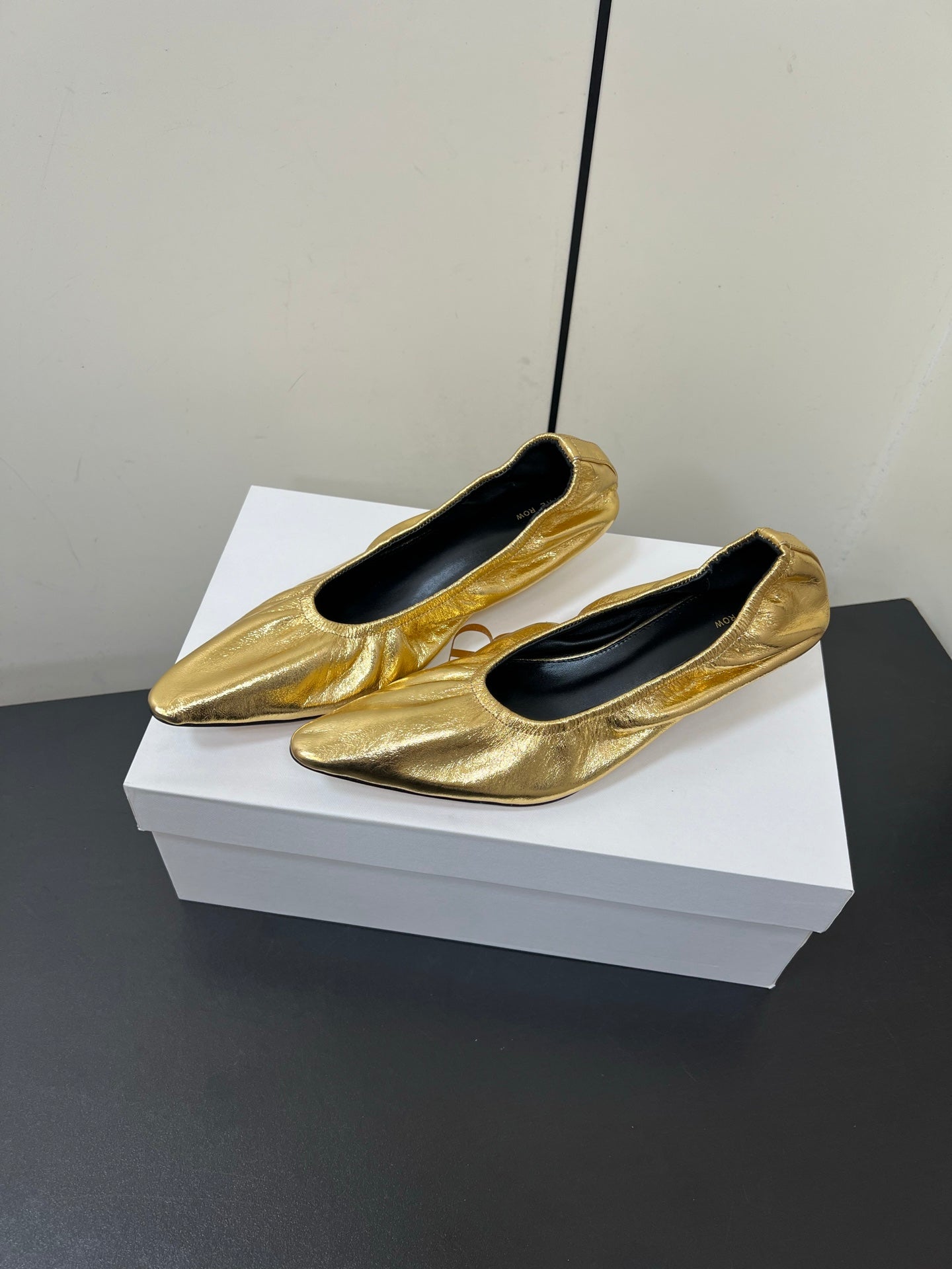 The Row Ava Gathered Leather Pumps 35mm Gold Metallic Calfskin 340014