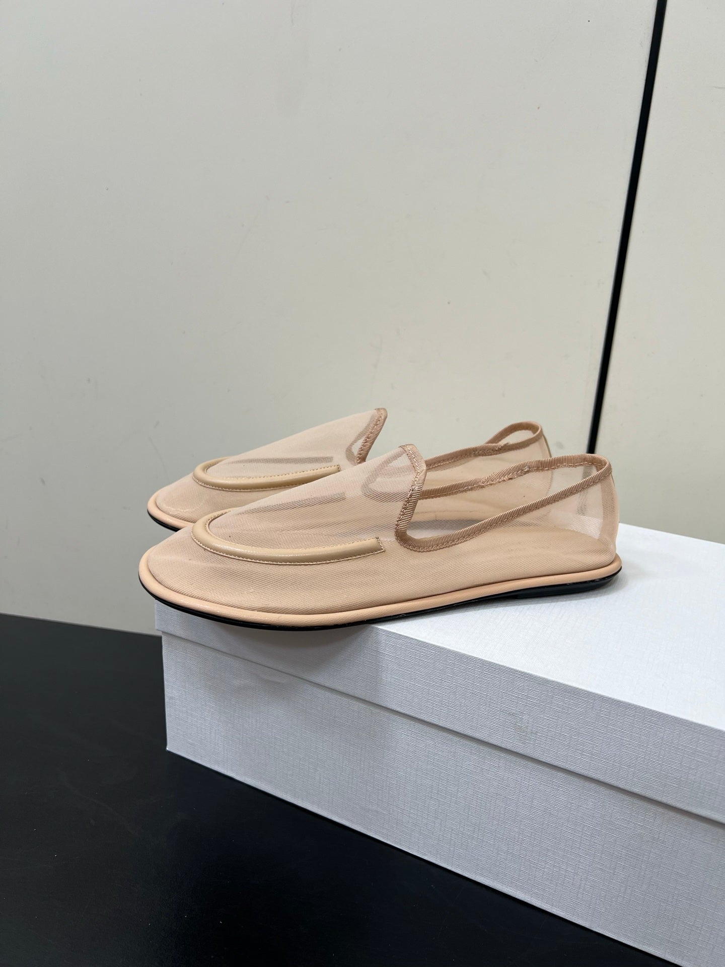 The Row Loafer Beige Mesh And Sheepskin 340015