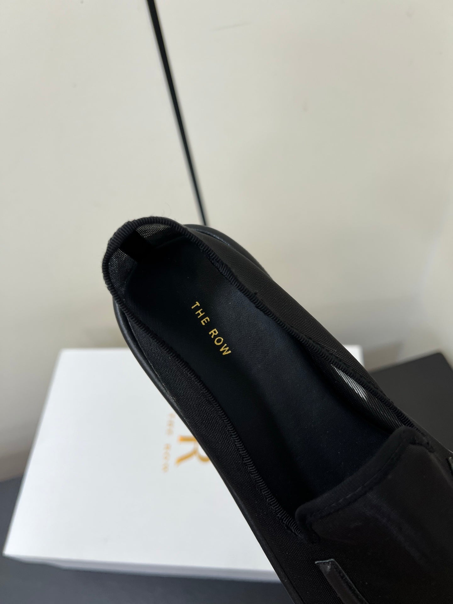 The Row Loafer 10mm Black Mesh And Sheepskin 340017