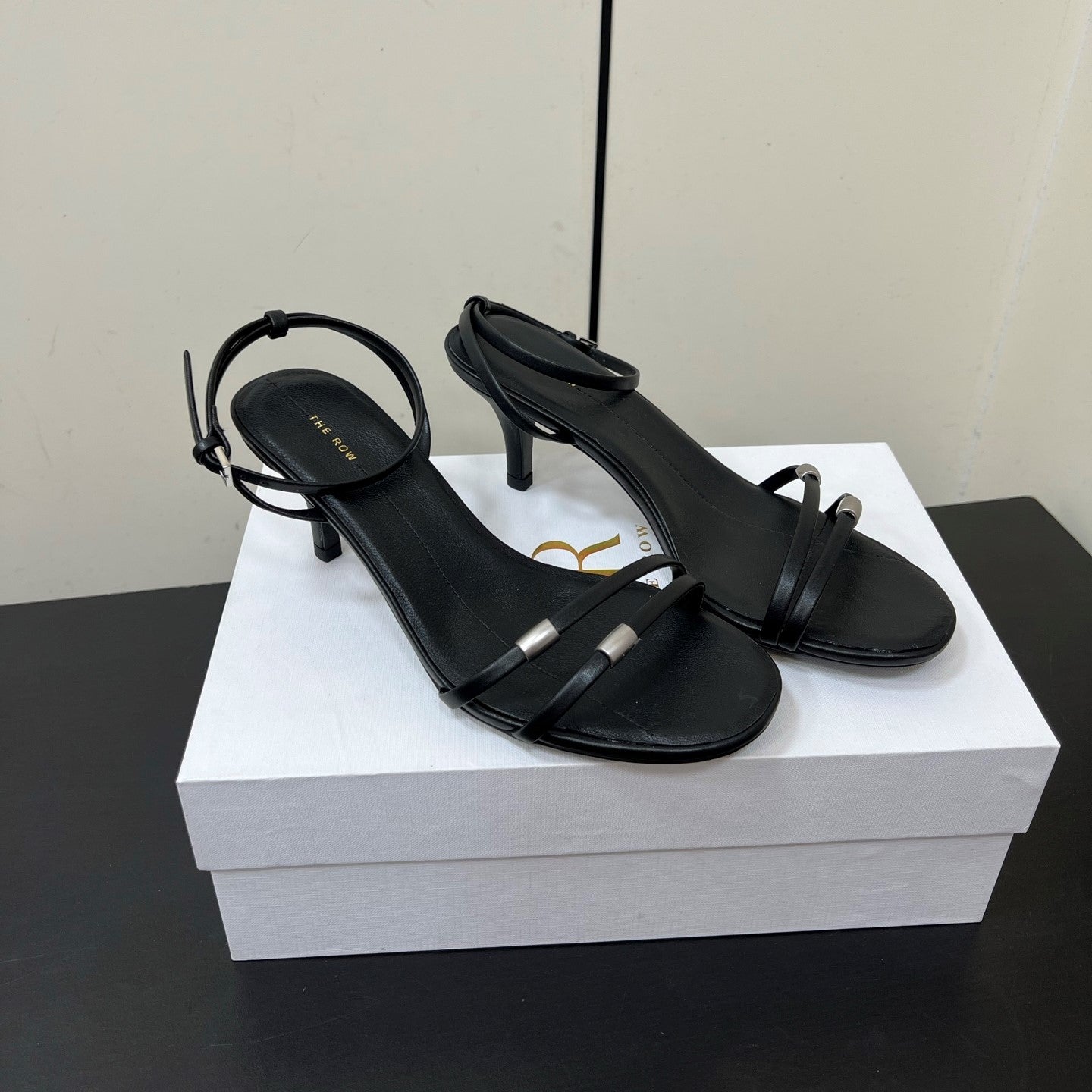 The Row 25 Open-toe One-strap Sandals 6.5cm Black Cowhide 340020