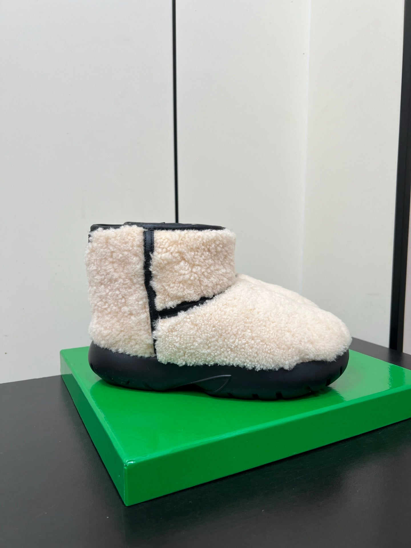 BV Mini Snap Ankle Boot Black Calfskin Shearing 538961