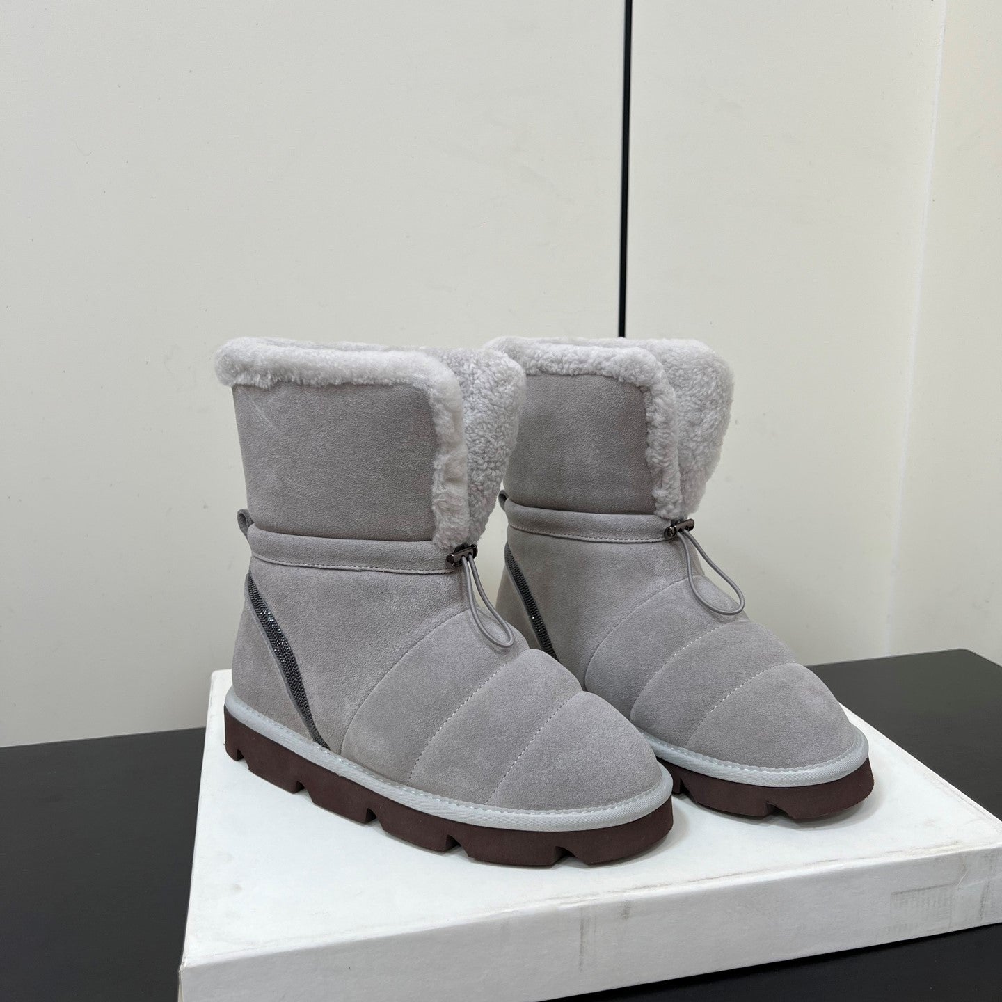 Brunello Cucinelli Snow Boots Grey Suede 619500