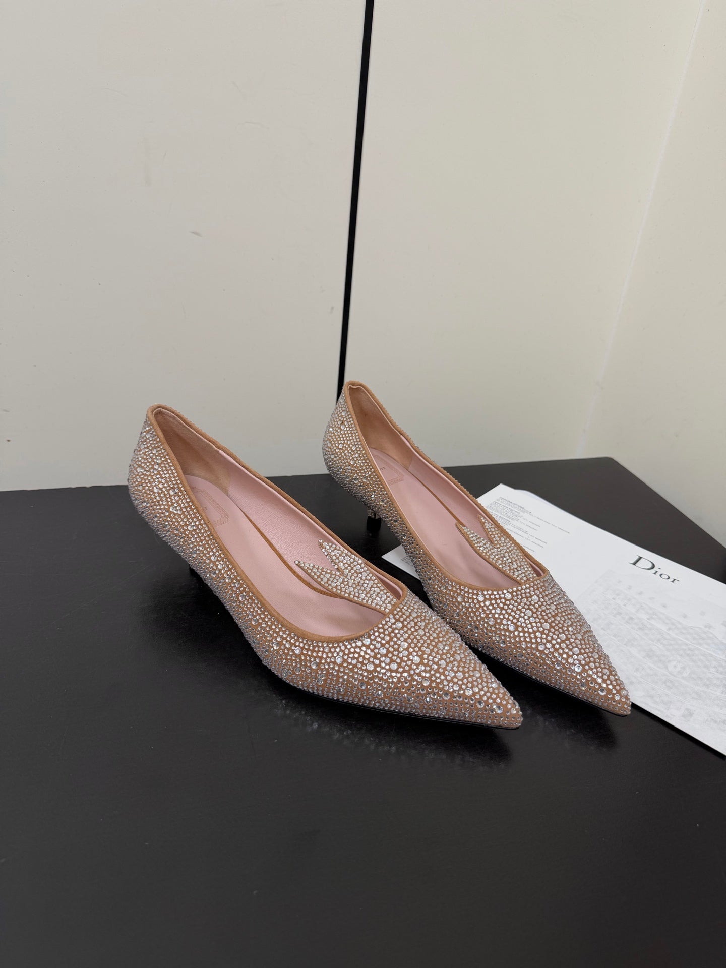 CD 26s Pointed-Toe High Heels 35mm In Nude Suede Crystal