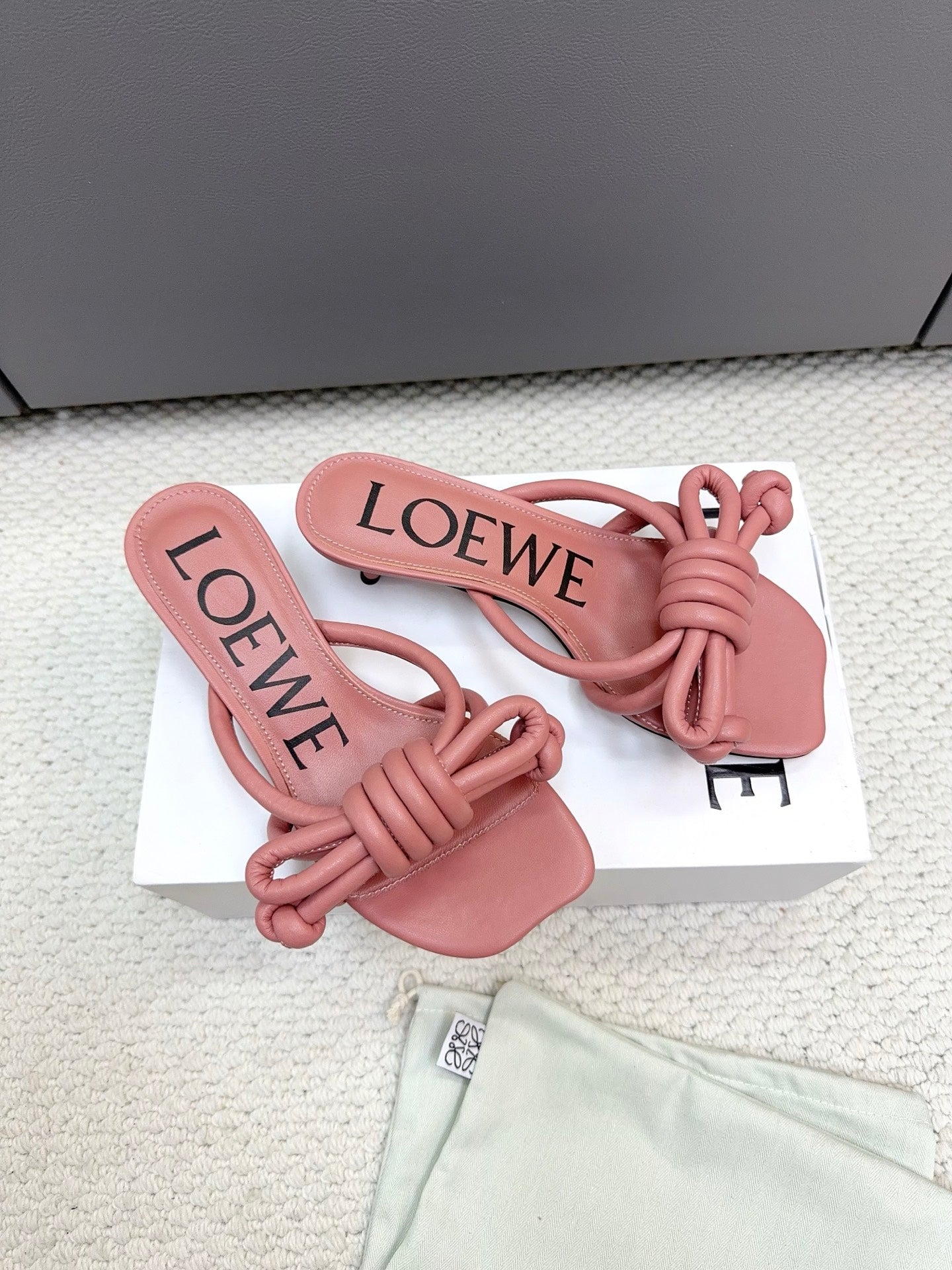 Loewe Flamenco Knot Muted Pink Sheepskin 664830