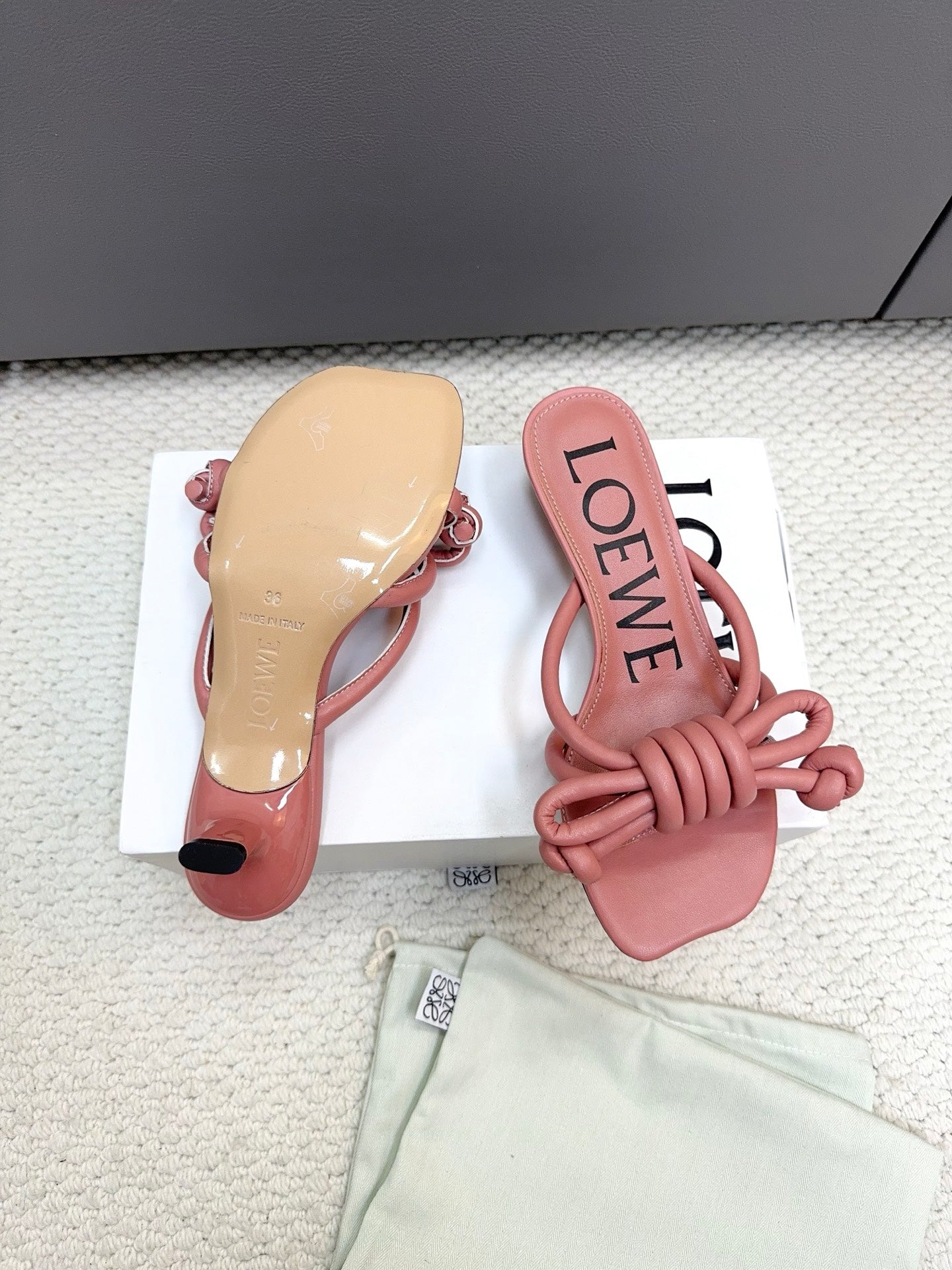 Loewe Flamenco Knot Muted Pink Sheepskin 664830