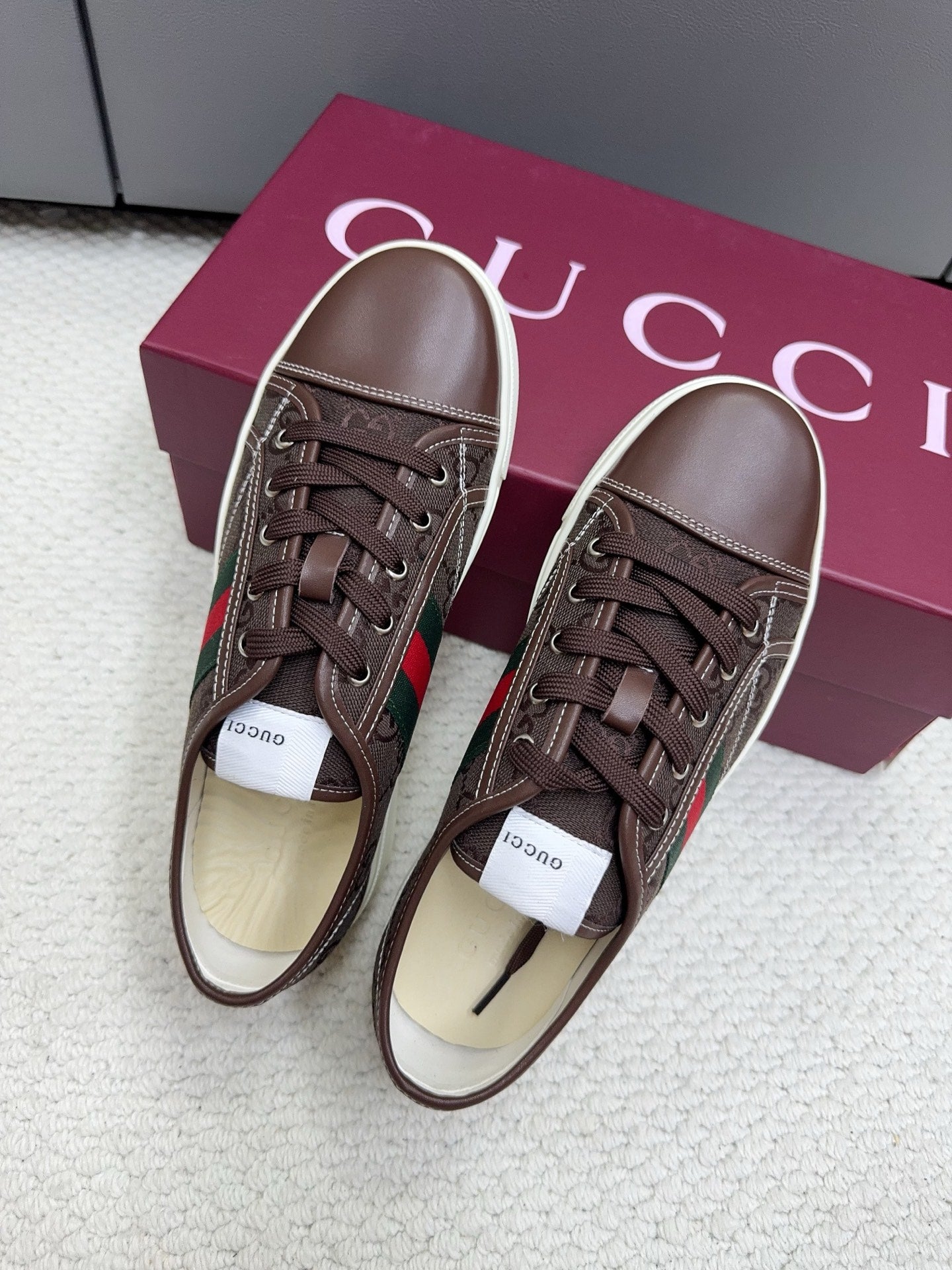 GG Tennis 1977 Sneakers Chocolate Canvas Leather 788208