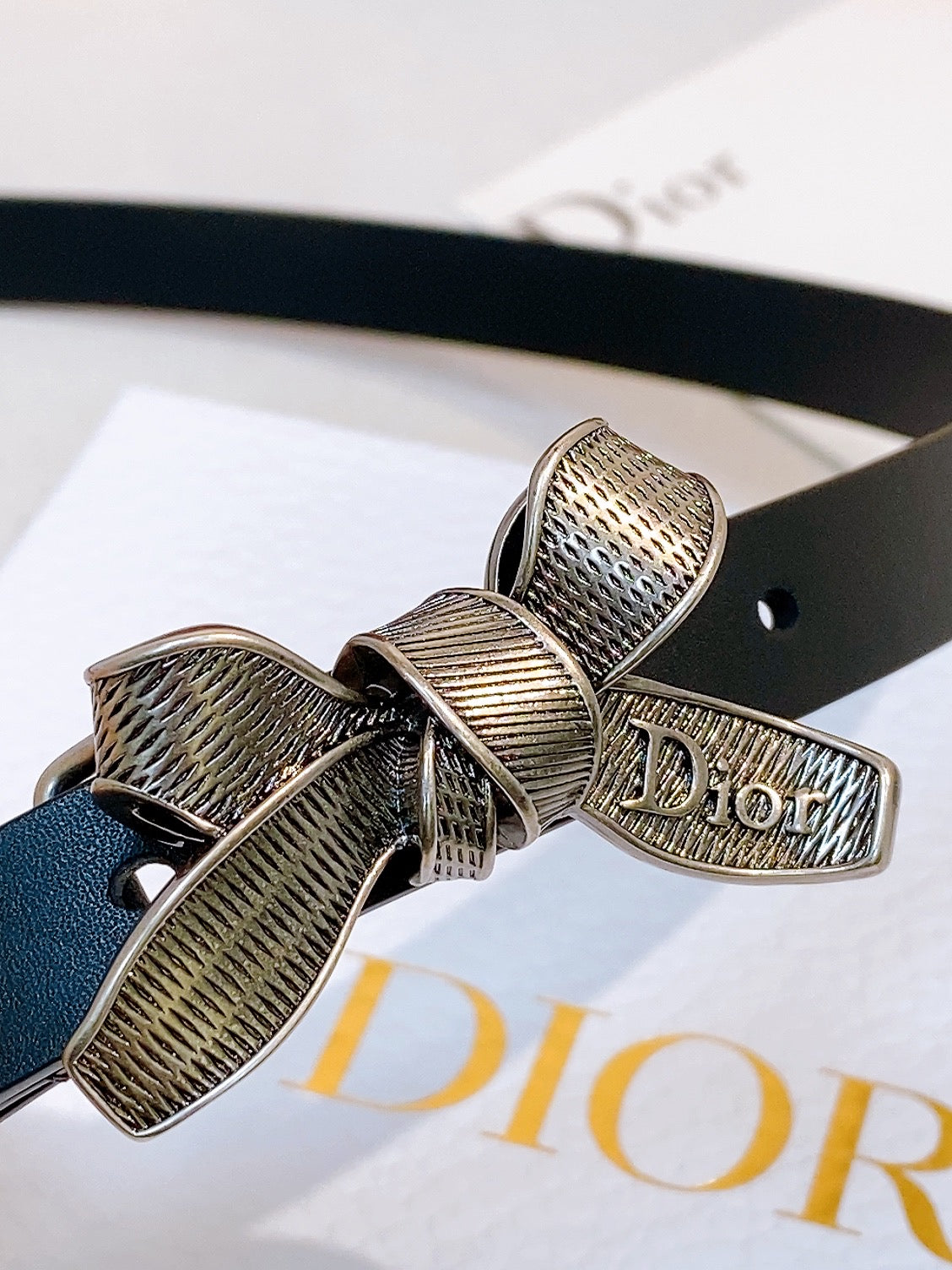 CD Diorissimo Bow Belt 1.5cm Leather 211674