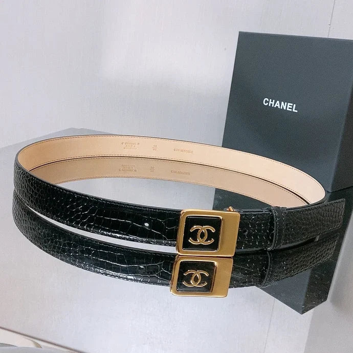 Chanel 2026 Crocodile-Embossed Belt 30mm Calfskin
