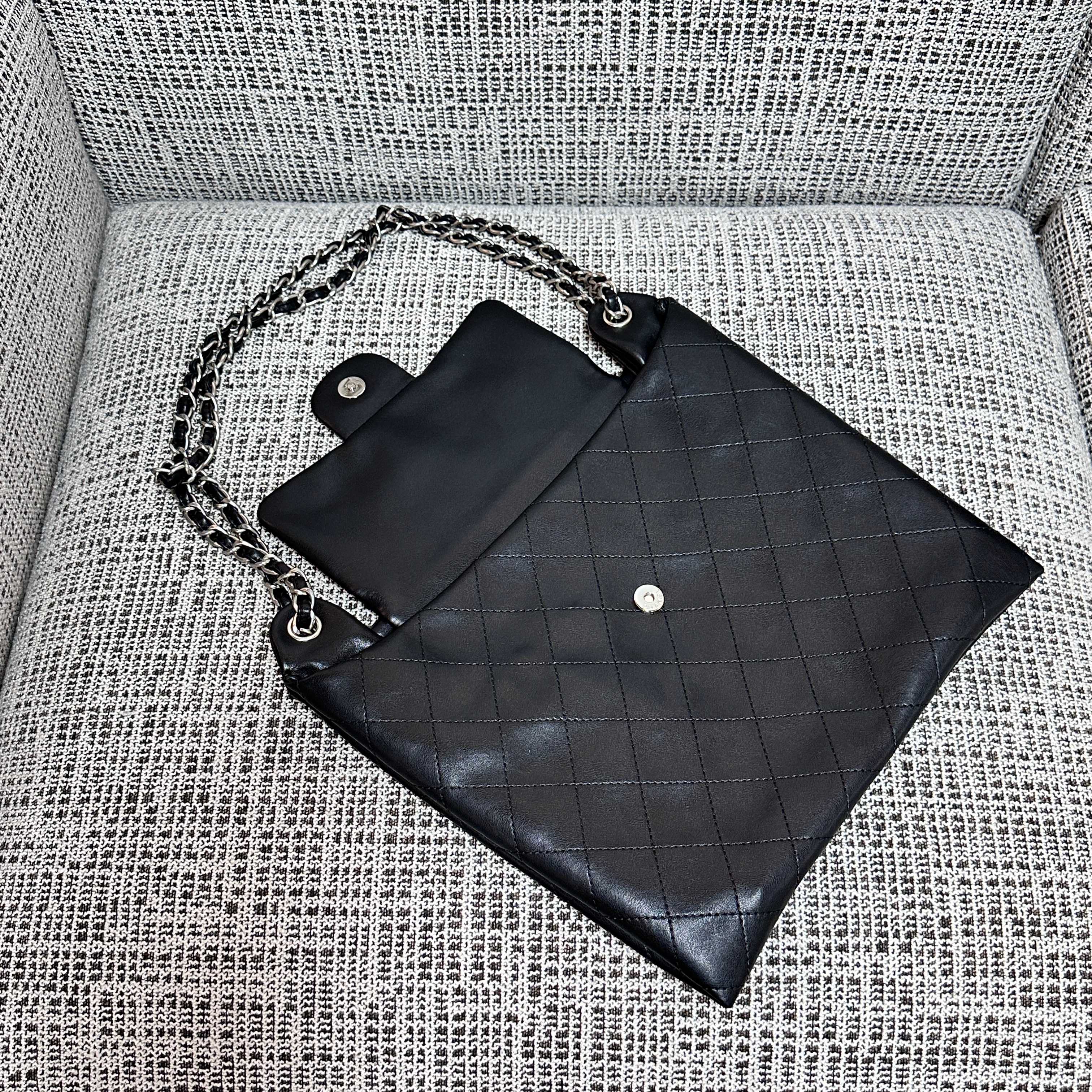 CC 26s Flap Tote Bag Black Lambskin