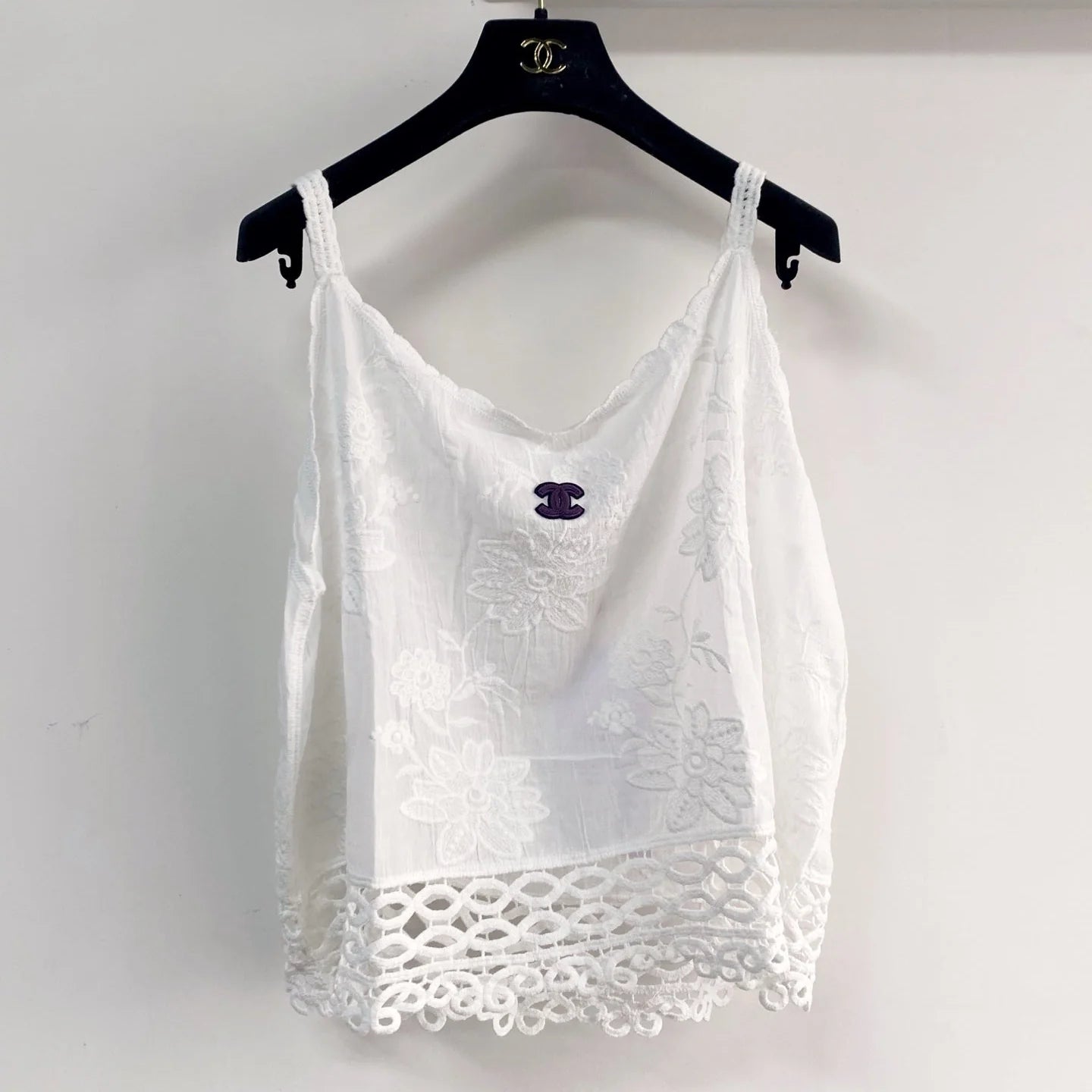 Chanel 2026 Flower Camisole White Cotton Nylon
