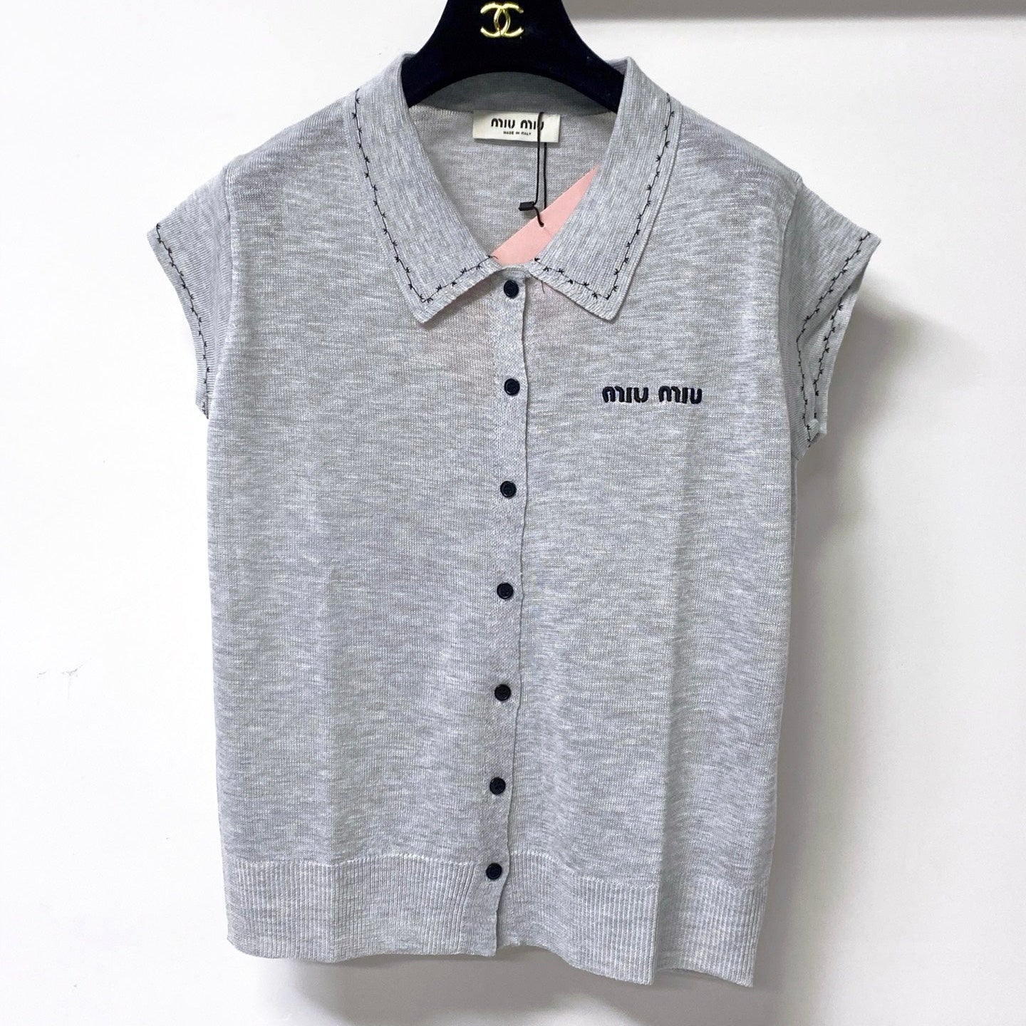 Miu 26s Sleeveless Knit Polo Top 1167