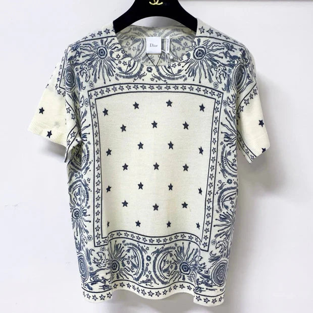 Dior 2026 Color-Blocked Knit Short-Sleeve Top Wool 463380