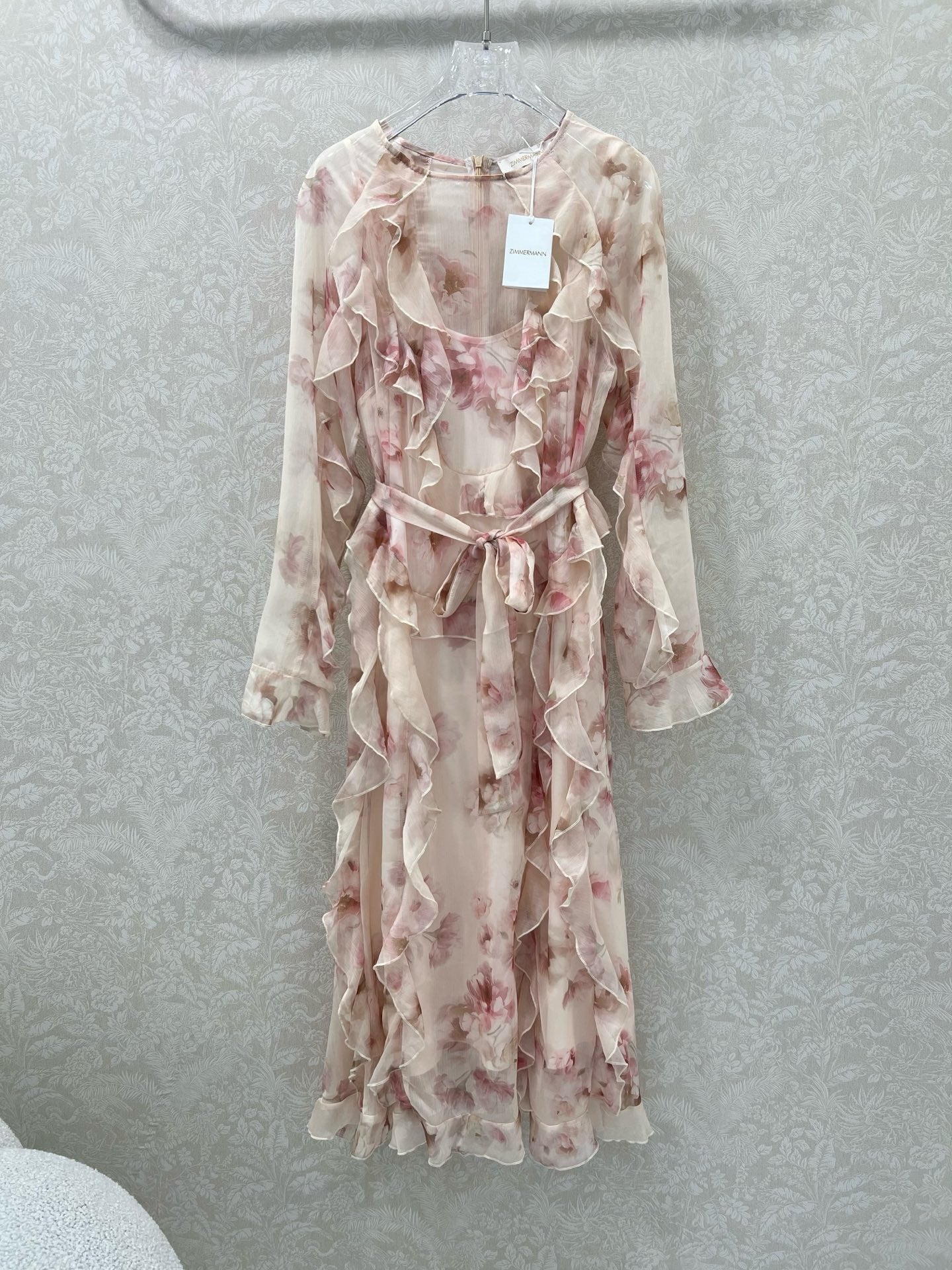 Zimmermann Hypnotic Frill Maxi Dress Cream Peony Cotton 336579