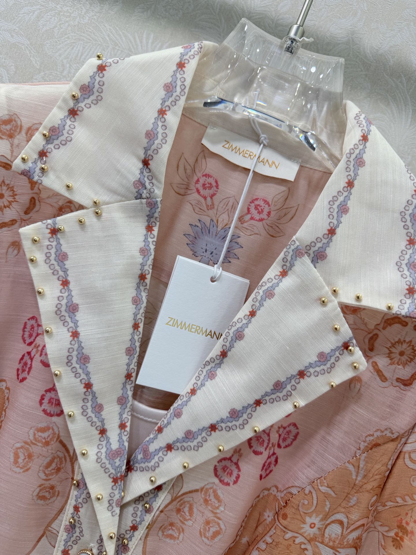 Zimmermann High Tide Mini Shirt Dress Pink Odyssey Print Cotton 347311