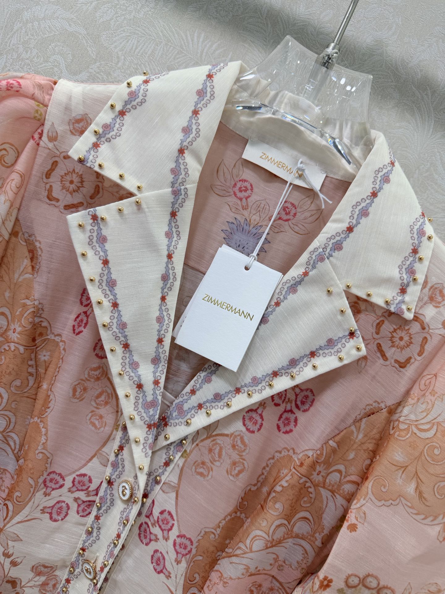 Zimmermann High Tide Midi Shirt Dress Pink Odyssey Print Cotton 347308
