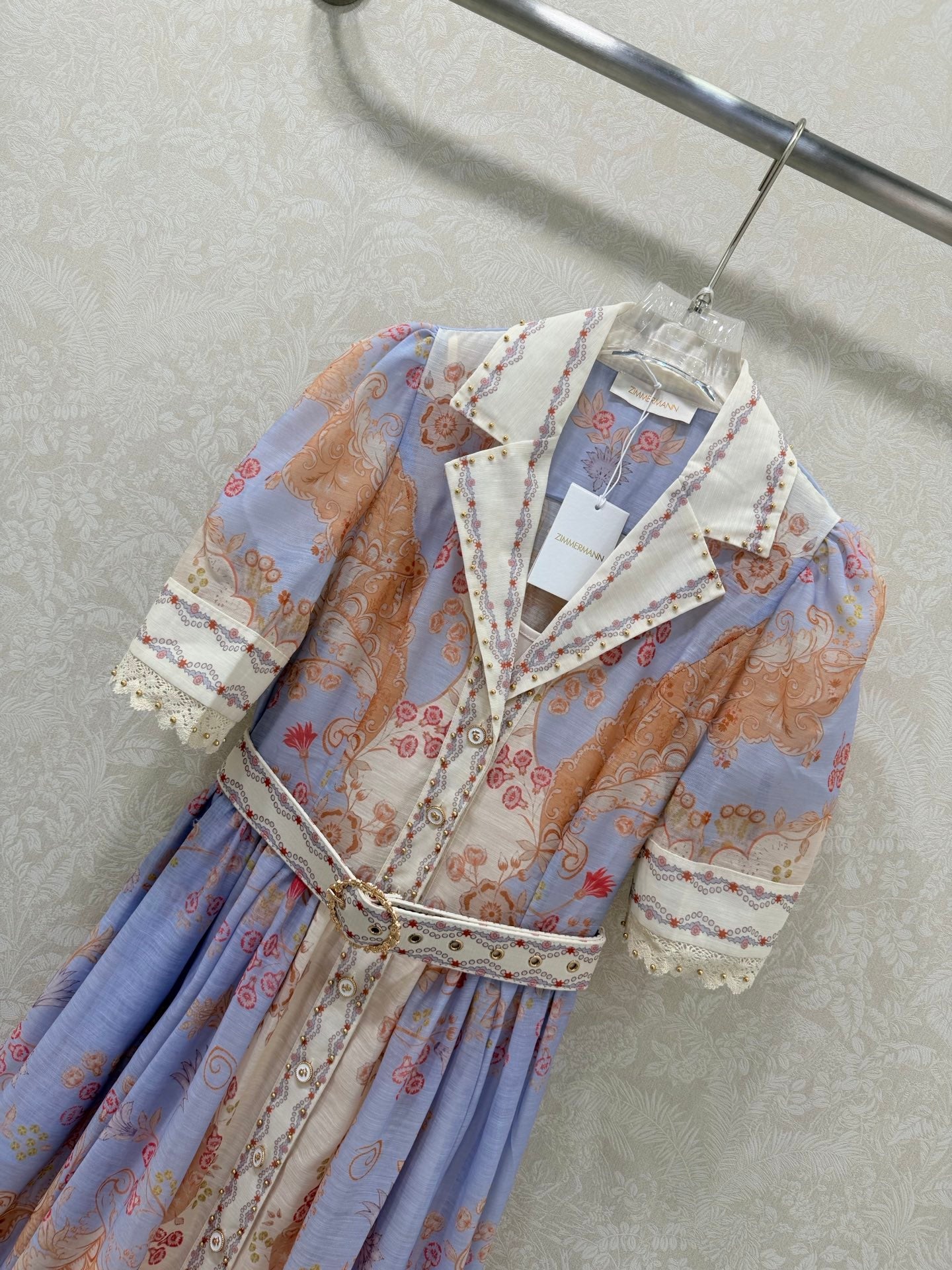 Zimmermann High Tide Midi Shirt Dress Blue Odyssey Print Cotton 347307